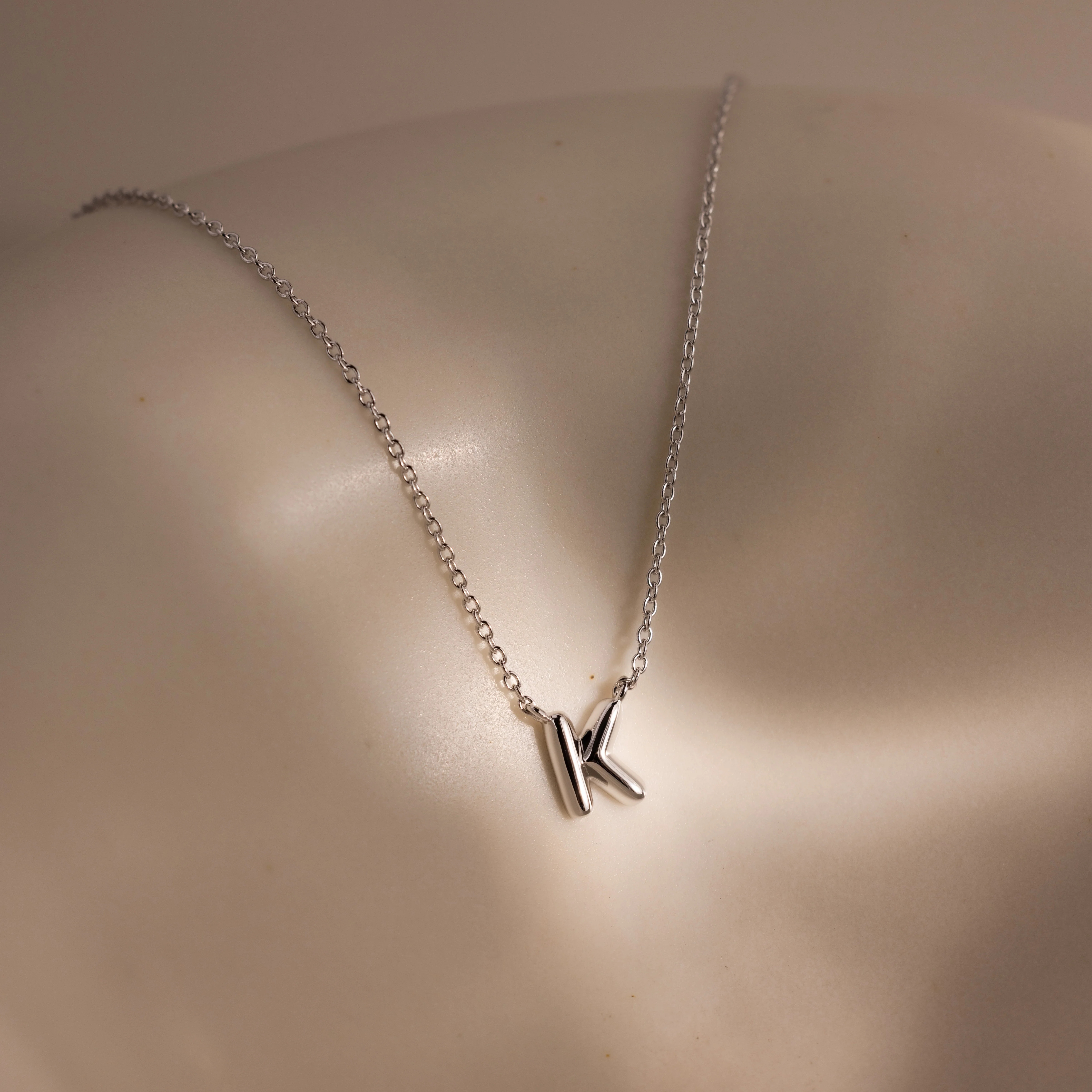 Dainty Bubble Letter Necklace in Silver - Image 14