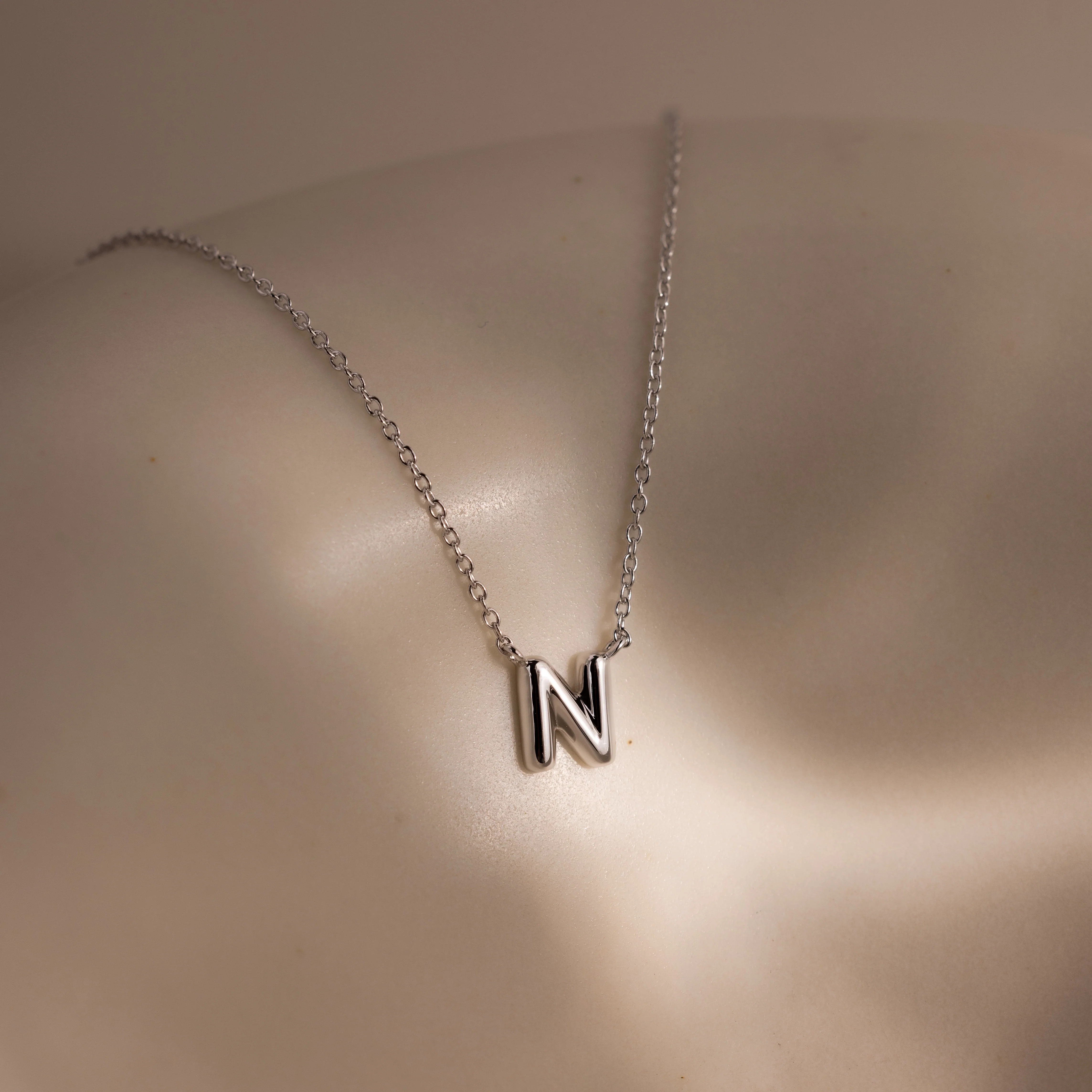 Dainty Bubble Letter Necklace in Silver - Image 16