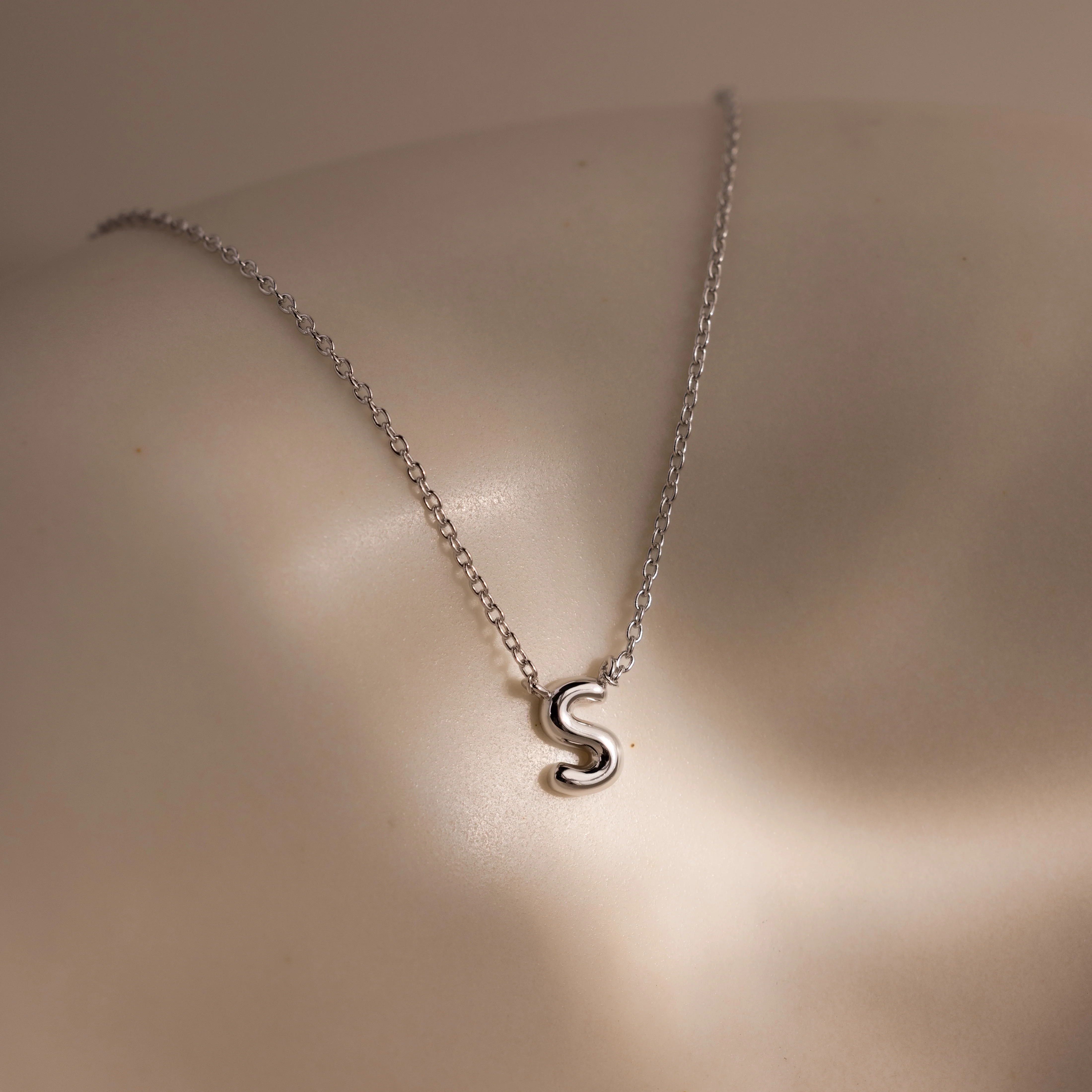 Dainty Bubble Letter Necklace in Silver - Image 21