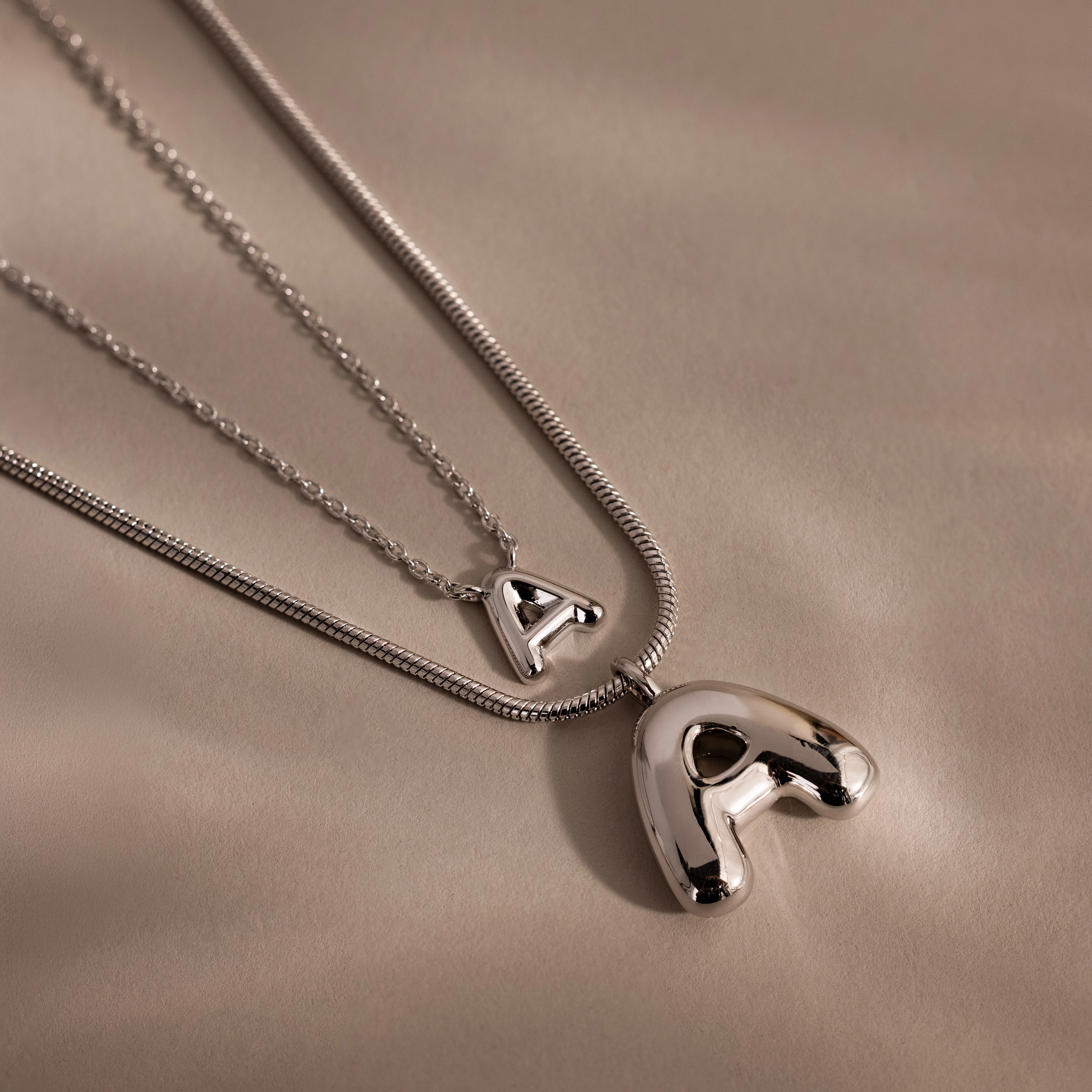 Dainty Bubble Letter Necklace in Silver - Image 3