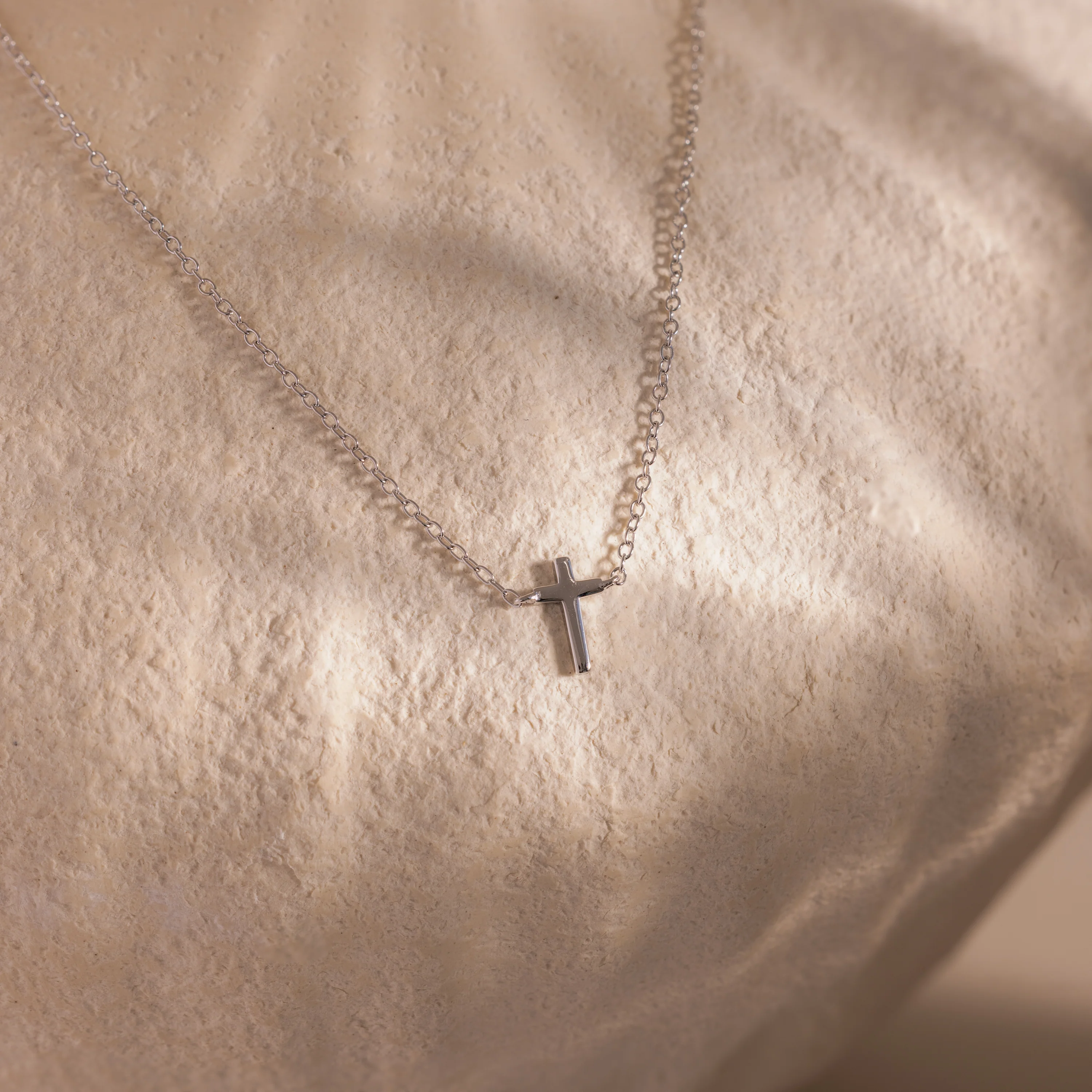 Dainty Cross Necklace in Silver - Image 3
