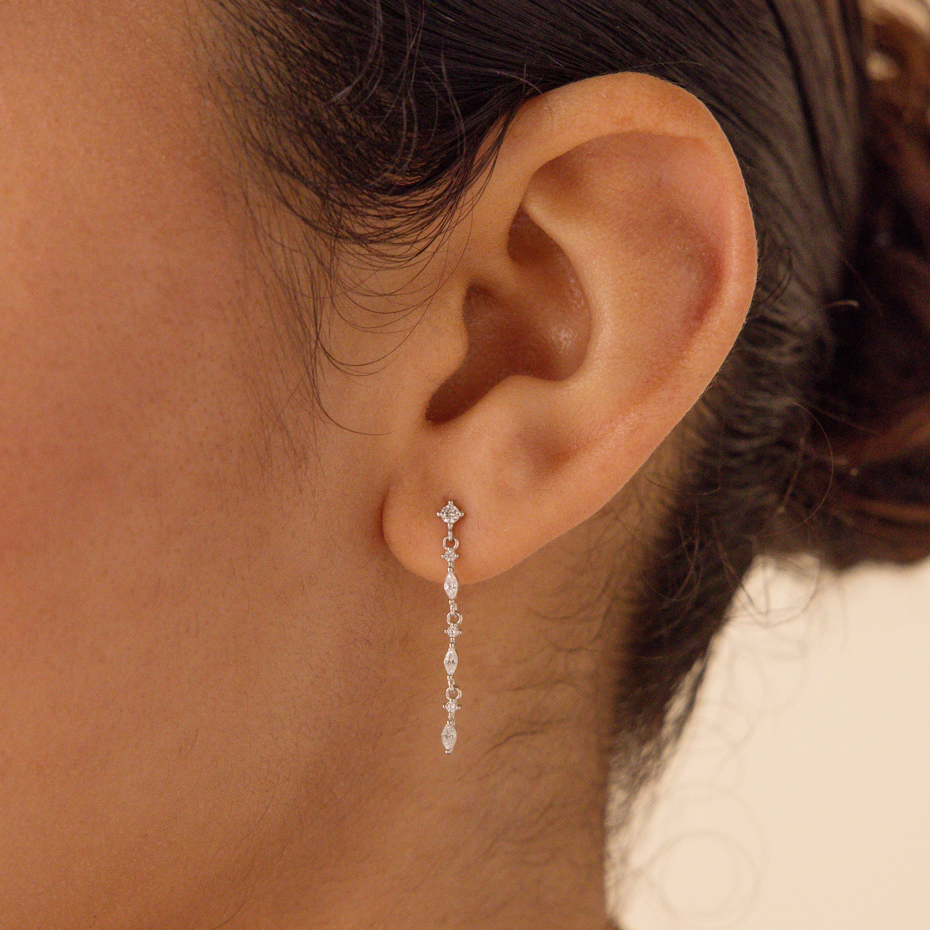 Dainty Diamond Drop Earrings - Image 4