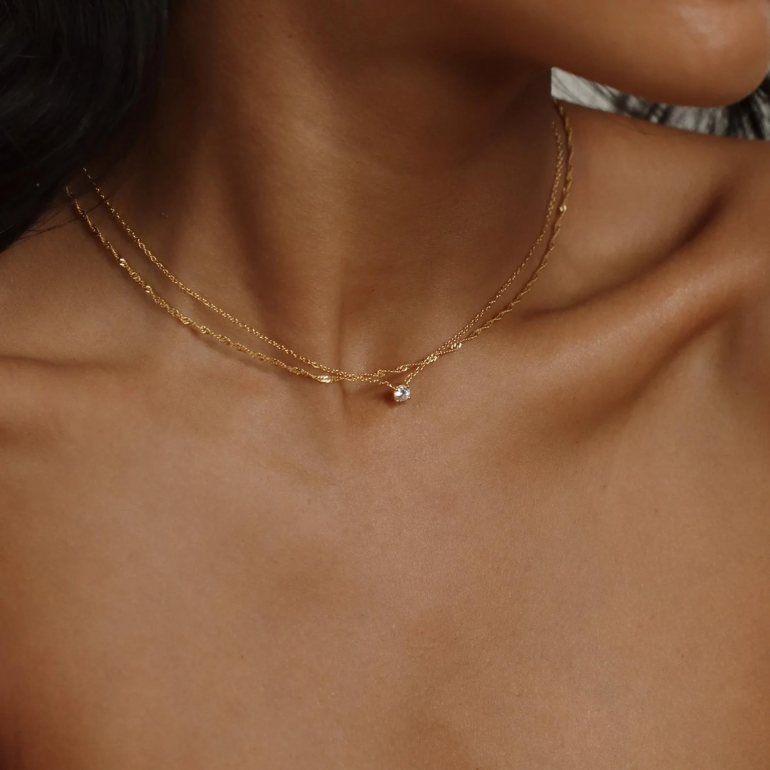 Dainty Diamond Necklace in 18K Gold - Image 3