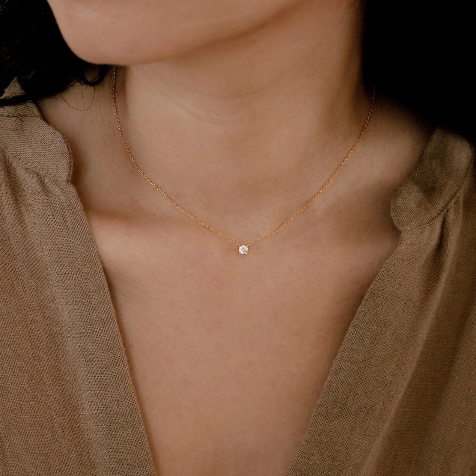 Dainty Diamond Necklace in 18K Gold - Image 5