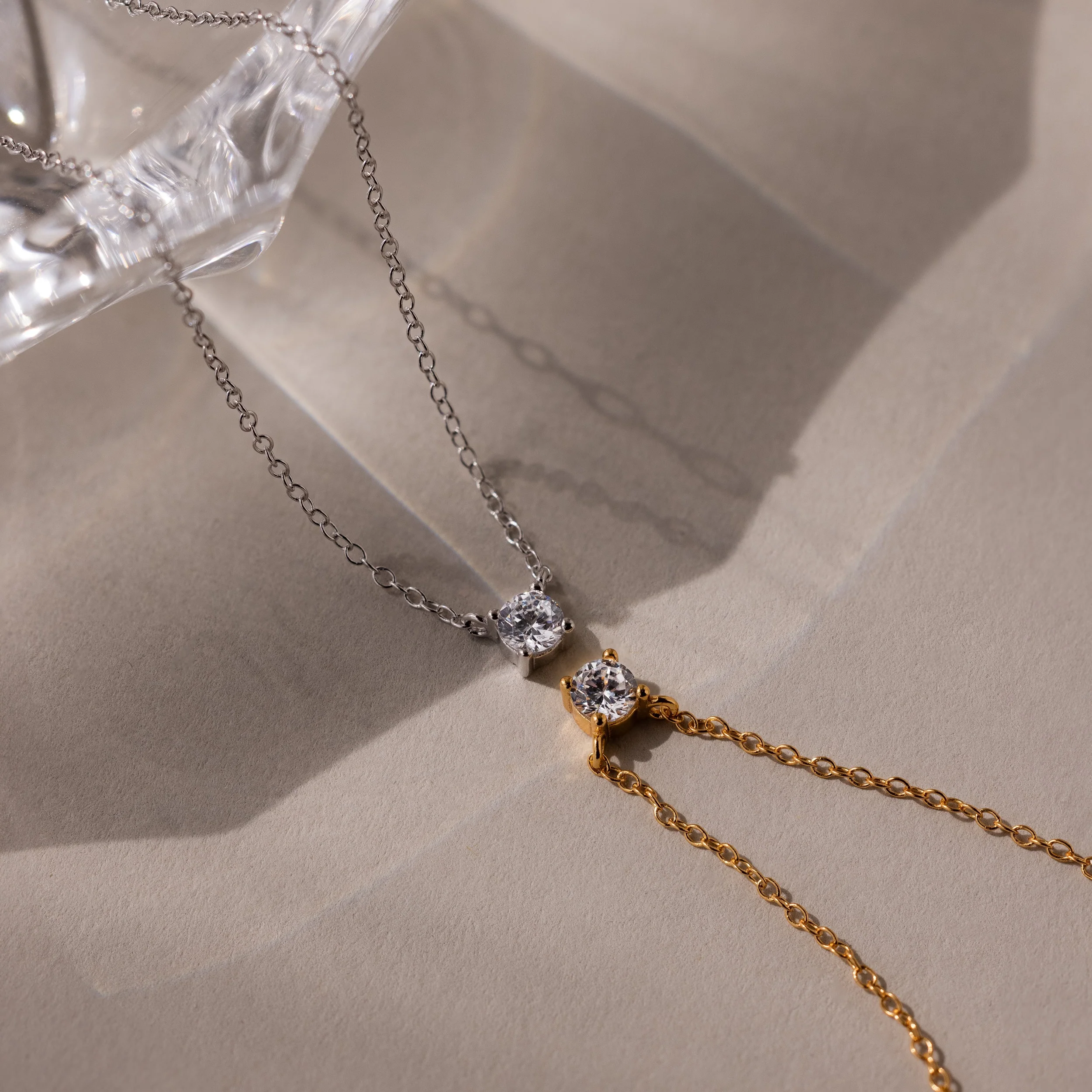 Dainty Diamond Necklace in Silver - Image 5