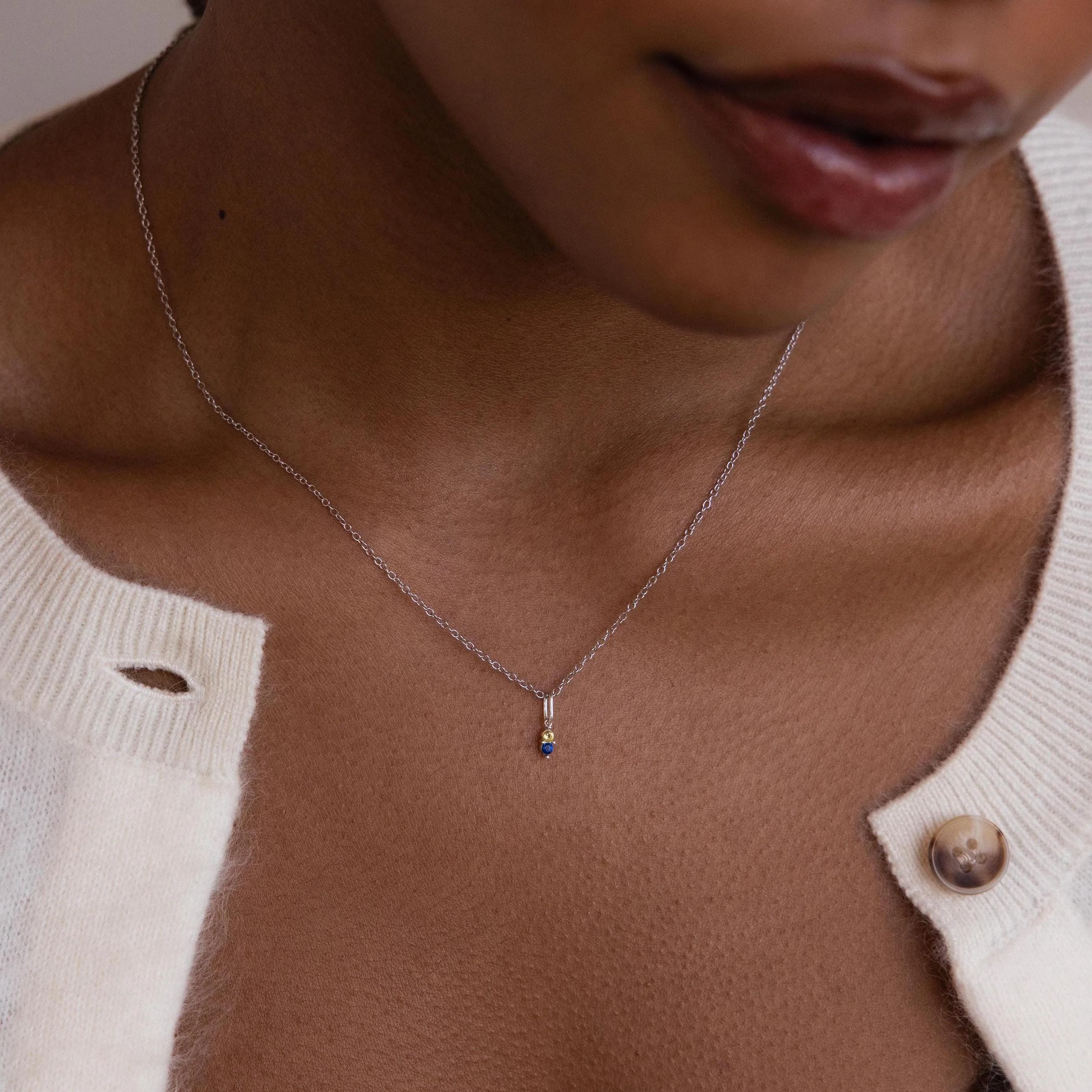 Dainty Duo Birthstone Charm in Silver - Image 2