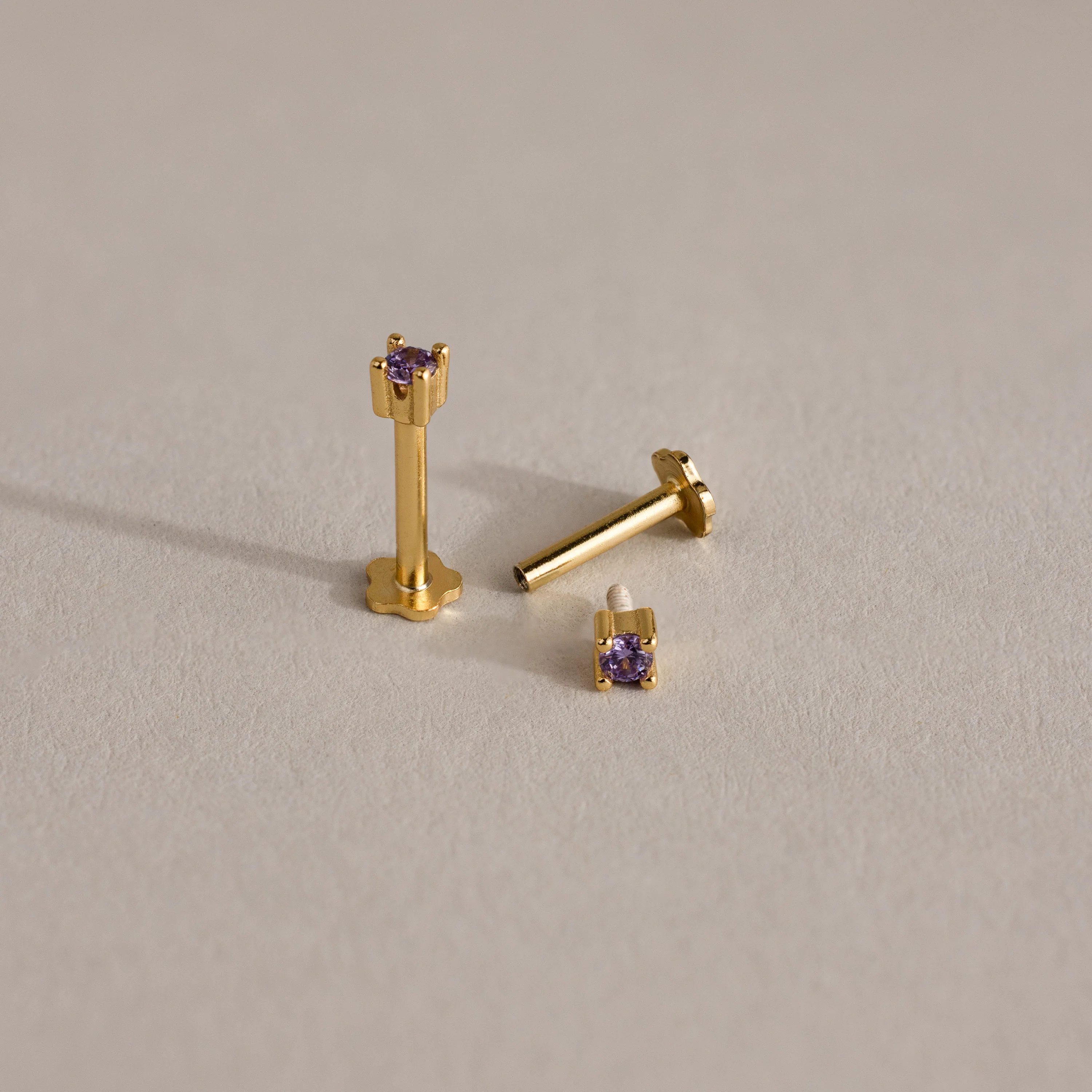 Dainty Pink Tourmaline Flatback Studs - Image 3
