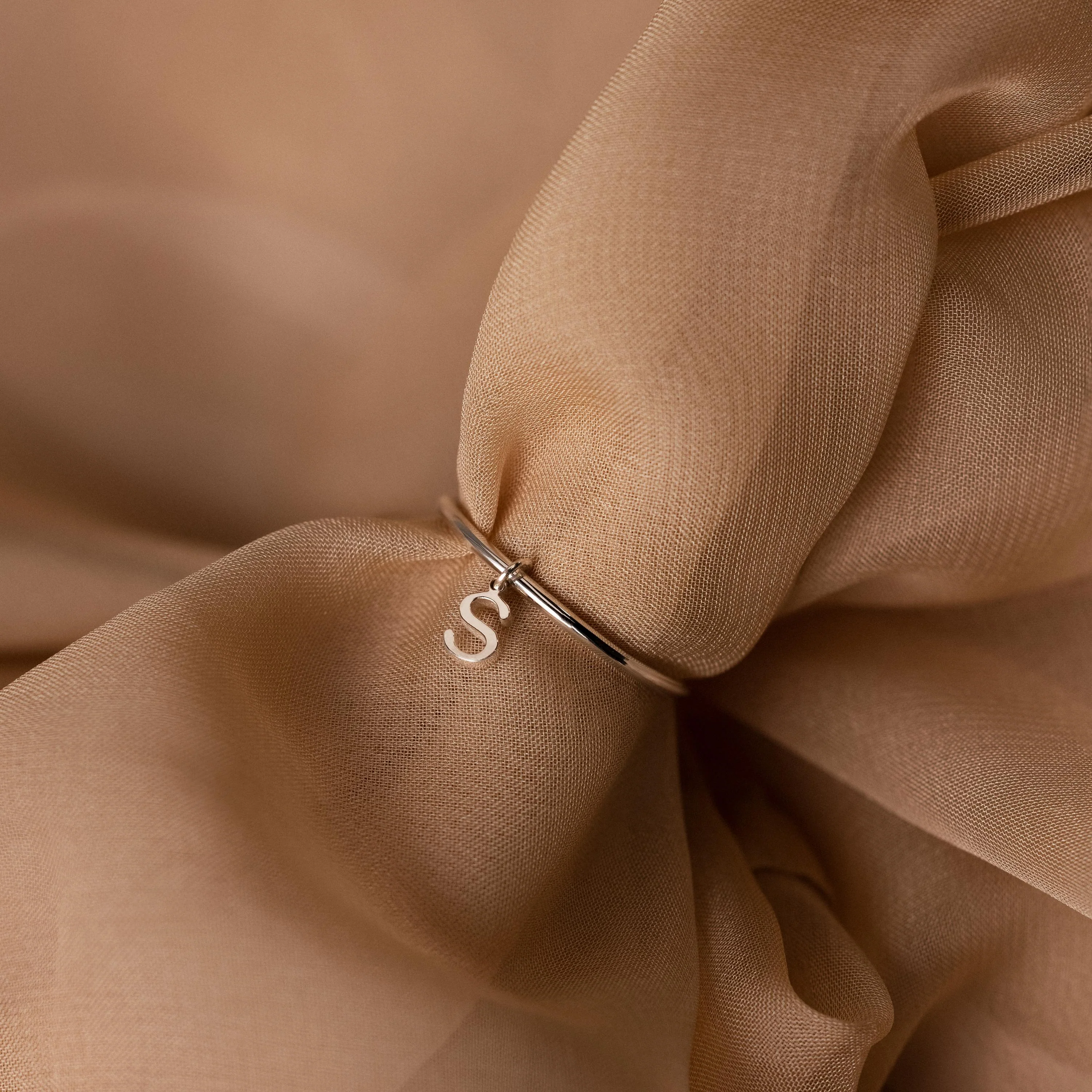 Dainty Initial Drop Ring - Image 5