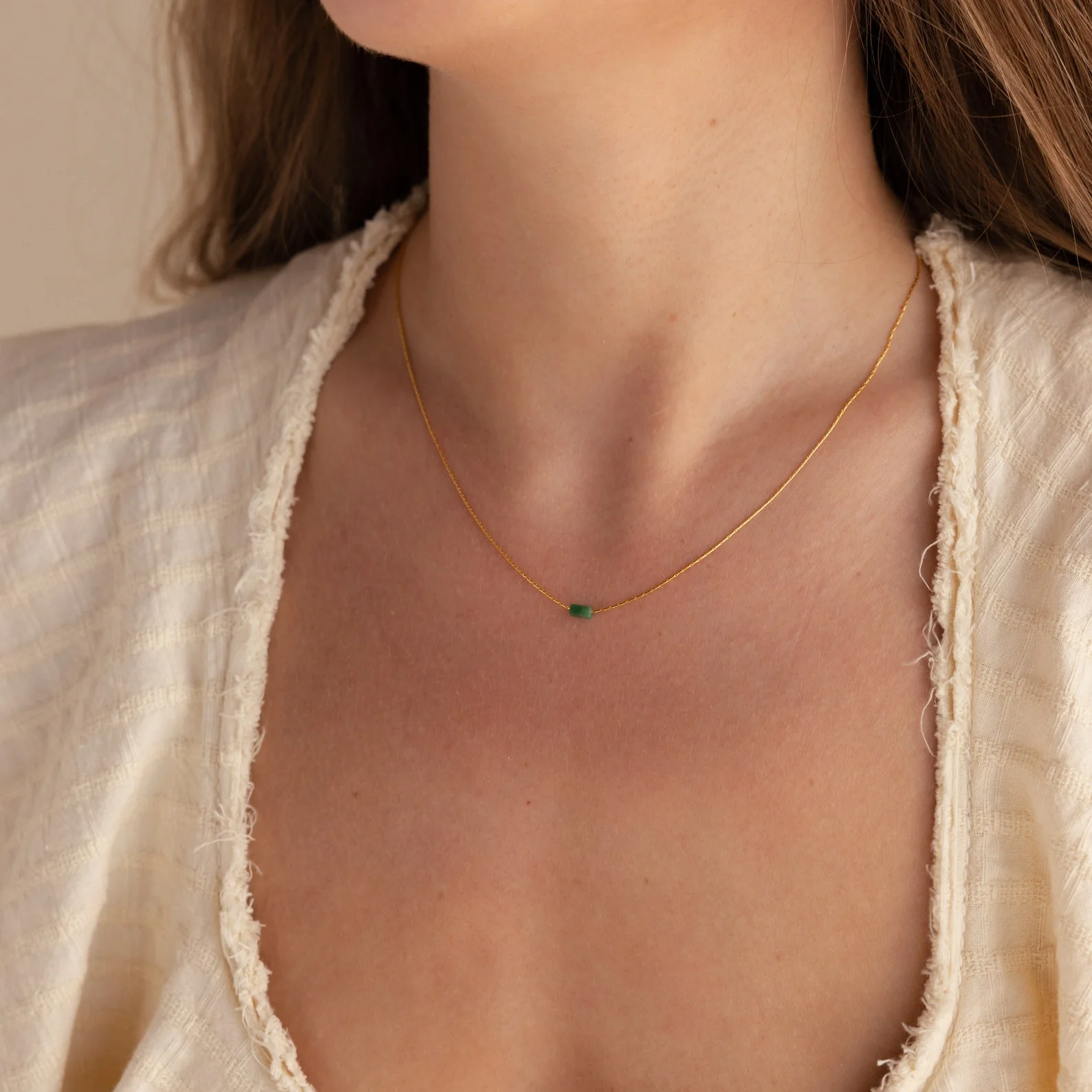 Dainty Jade Bar Necklace - Image 8