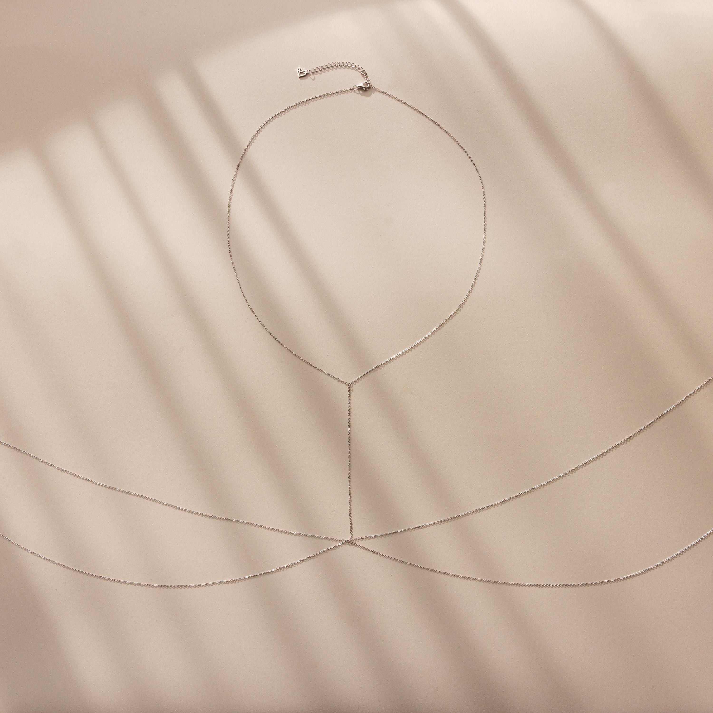 Dainty Layered Body Chain in Silver - Image 2