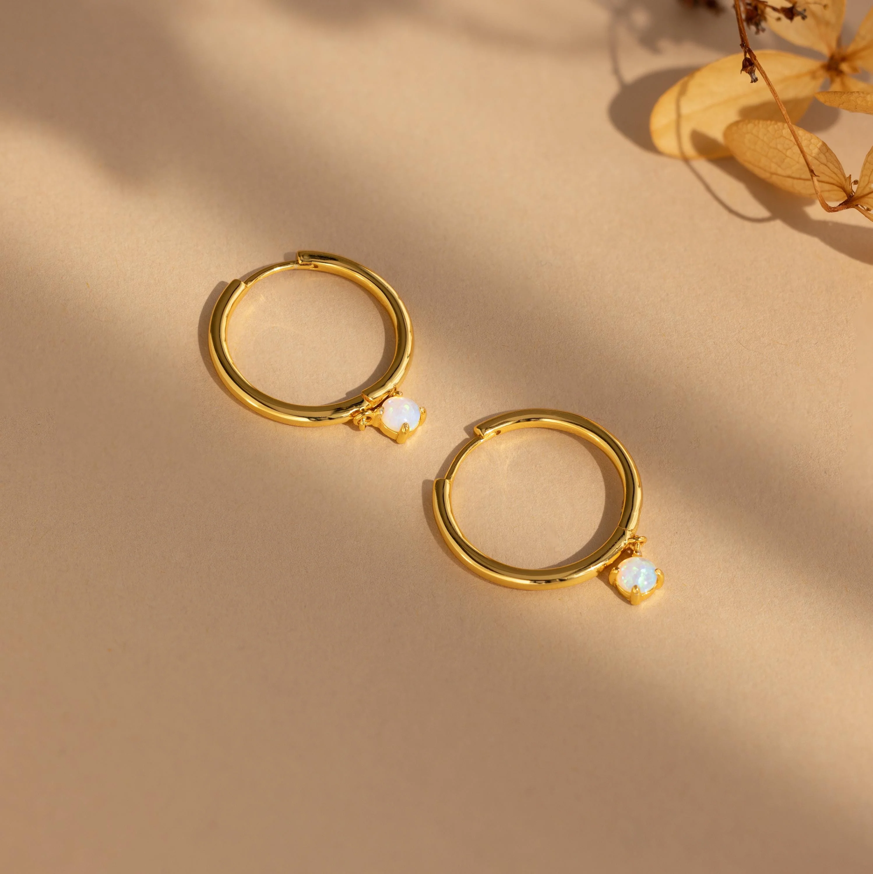 Dainty Opal Drop Huggies - Image 4