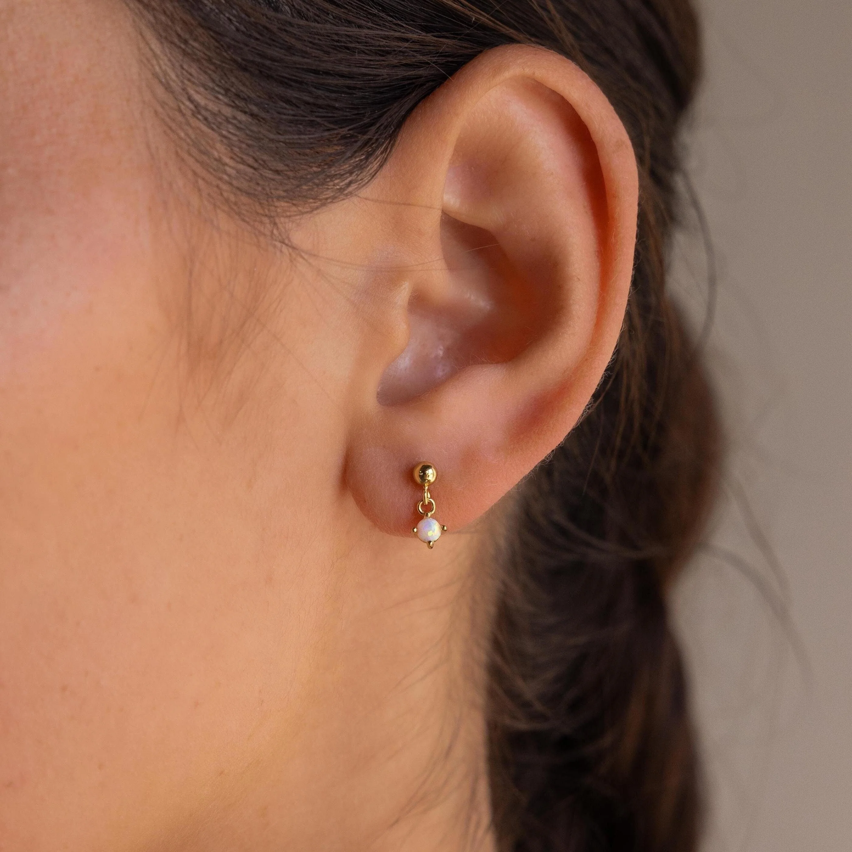 Dainty Opal Drop Studs - Image 2