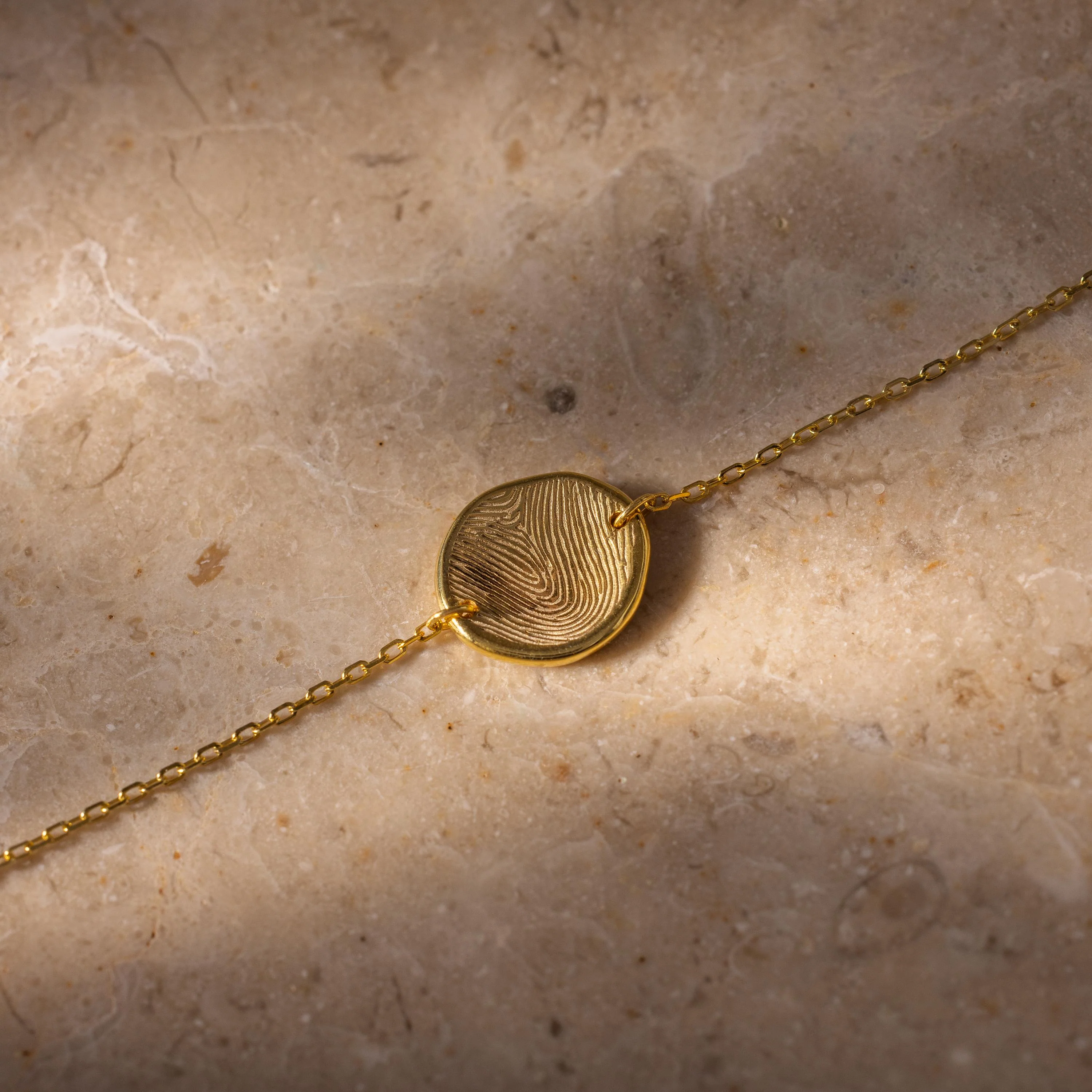 Dainty Organic Fingerprint Bracelet in 18K Gold - Image 3