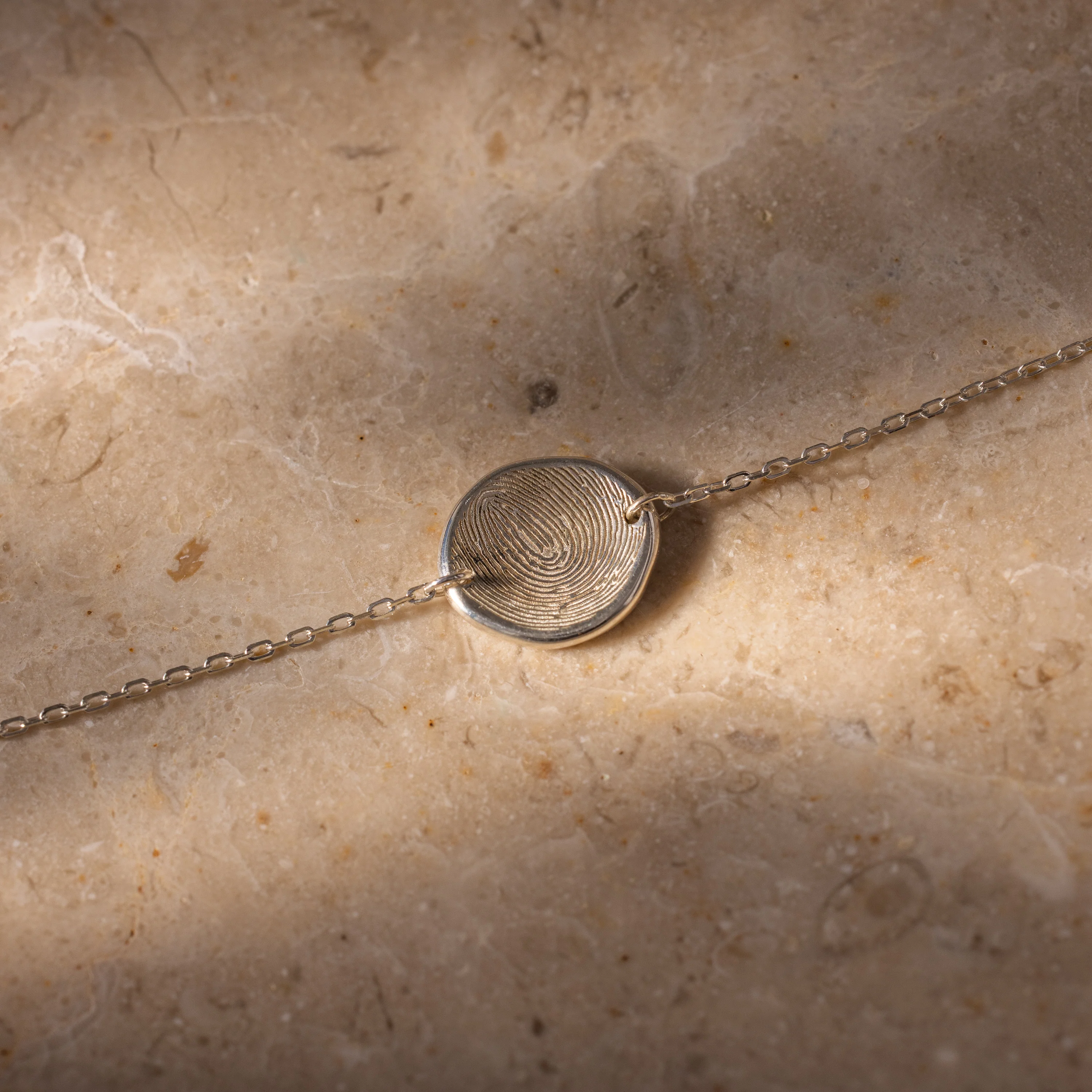Dainty Organic Fingerprint Bracelet in Silver - Image 3