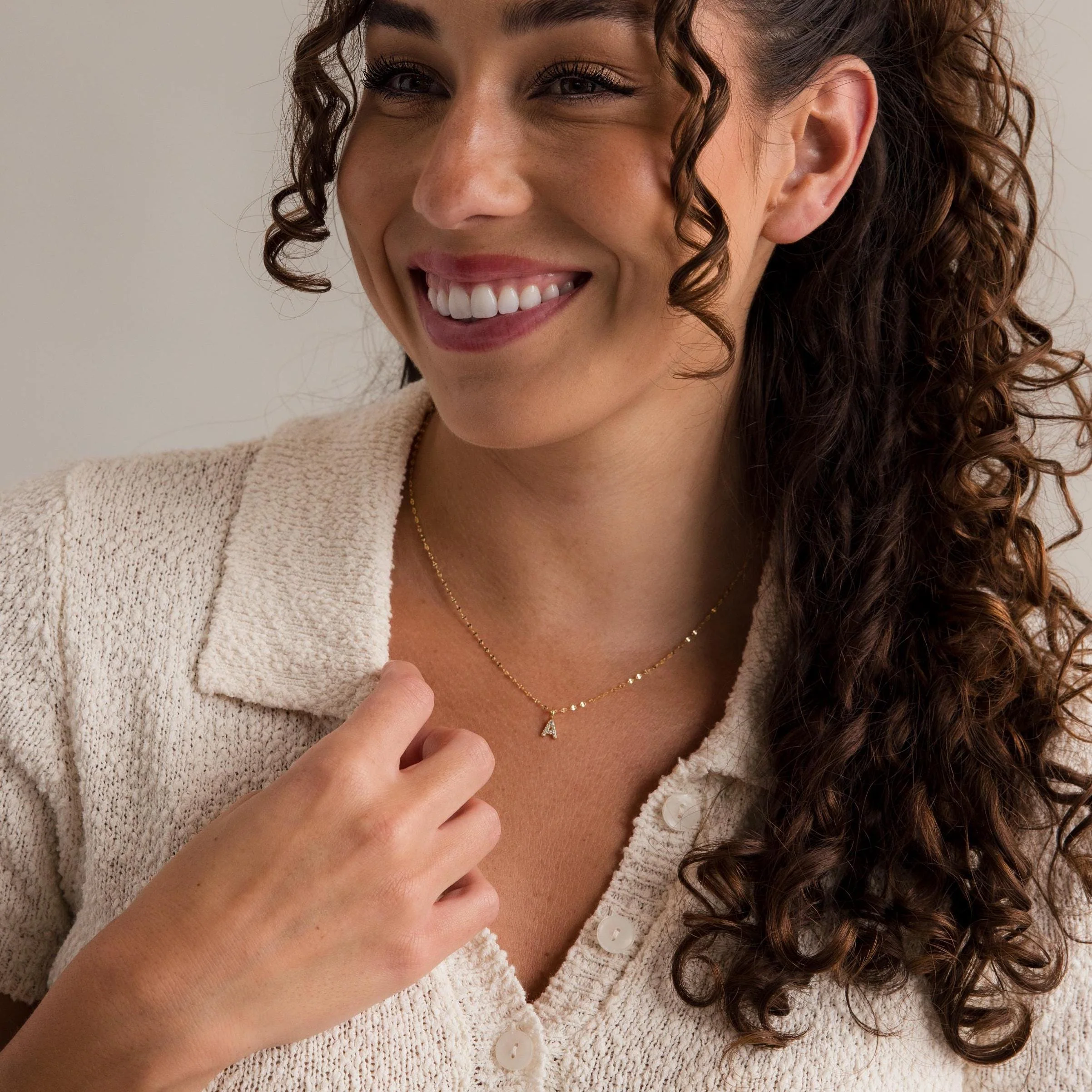 Dainty Pave Letter Necklace - Image 4