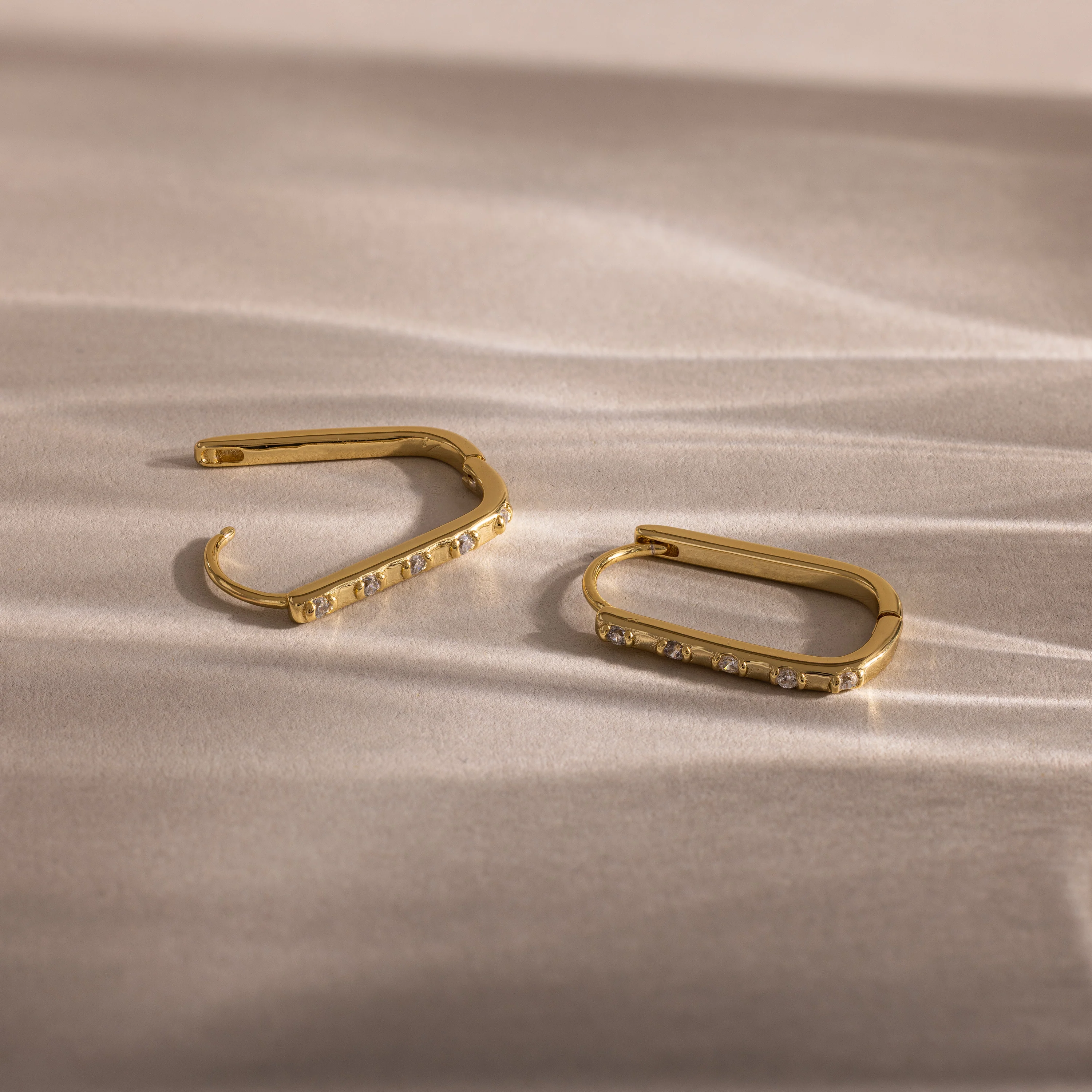 Dainty Pave Link Earrings in 18K Gold - Image 3
