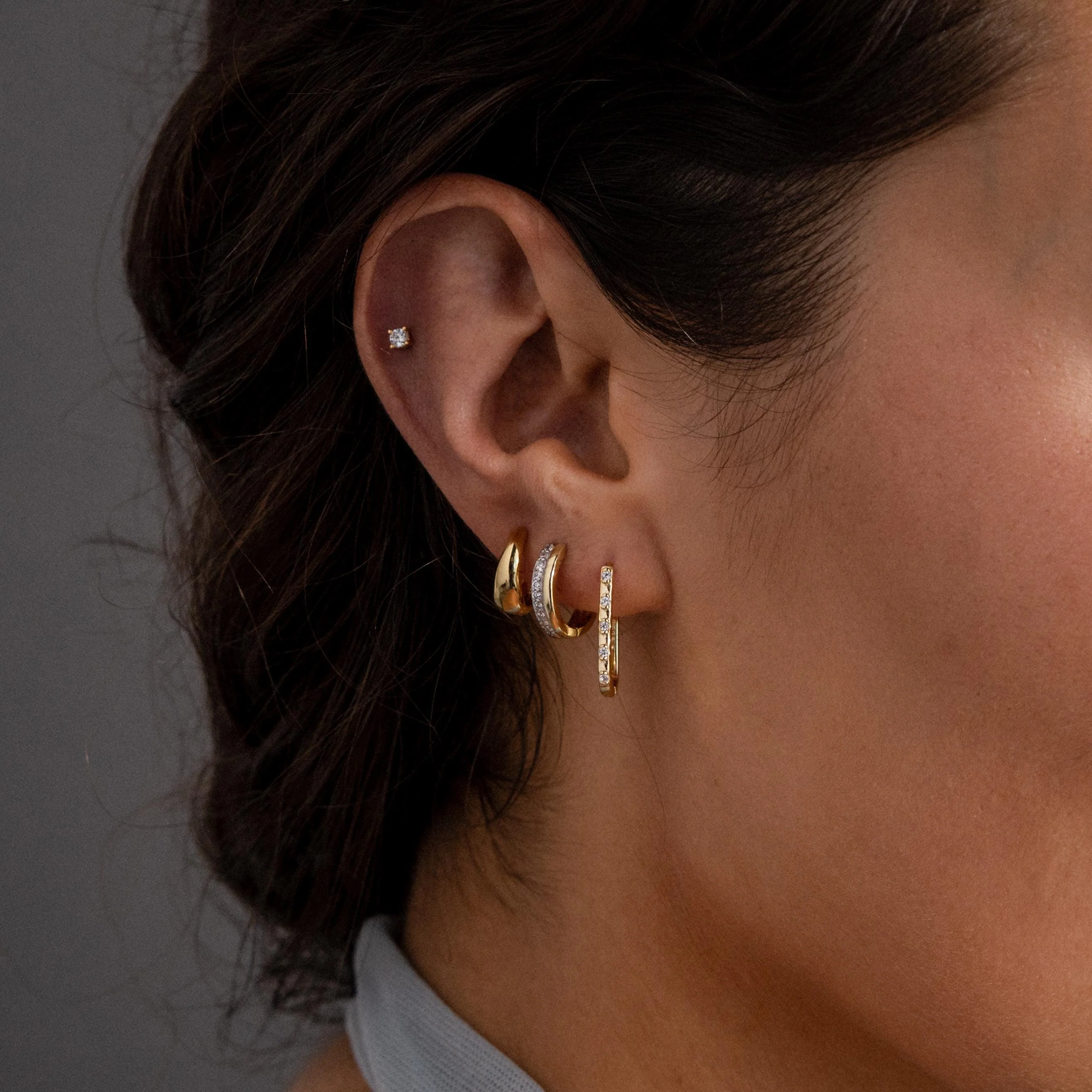 Dainty Pave Link Earrings in 18K Gold - Image 6