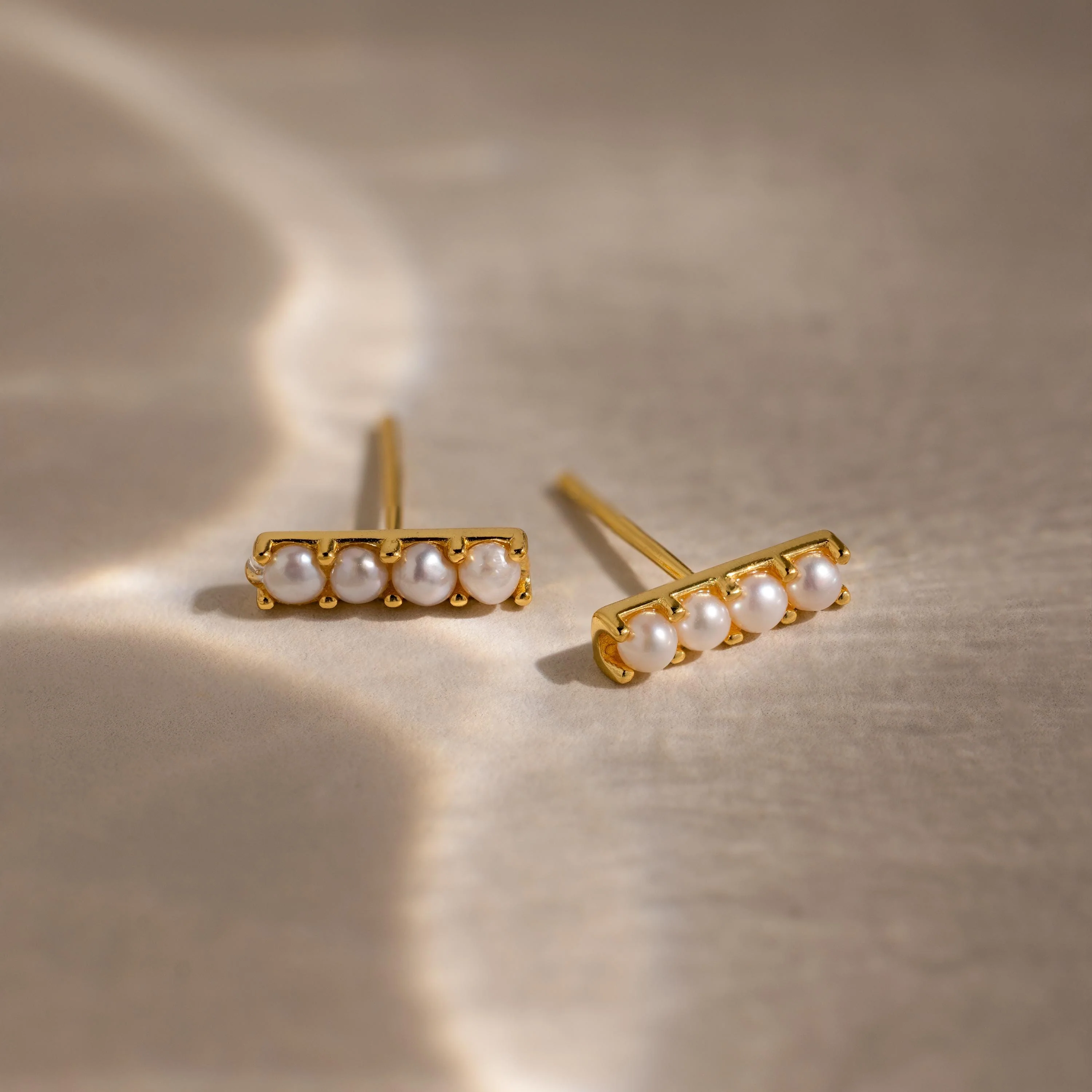 Dainty Pearl Bar Studs