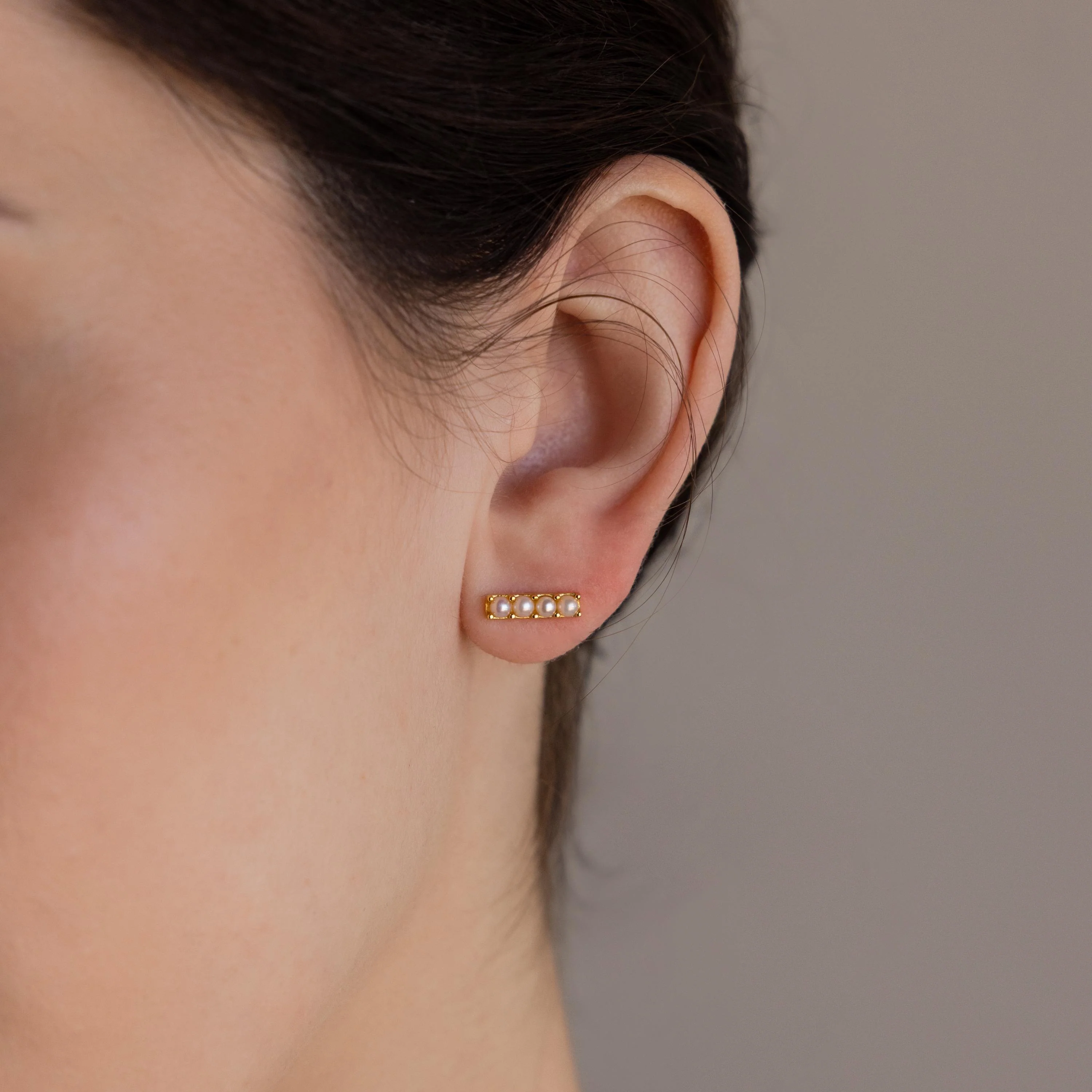 Dainty Pearl Bar Studs - Image 2