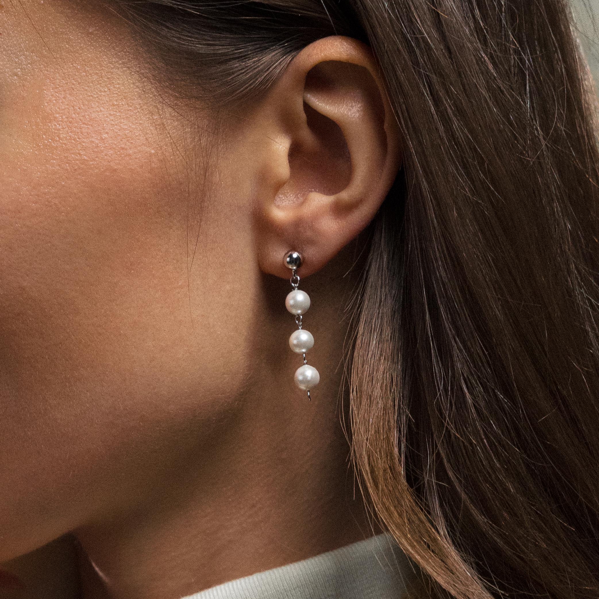 Dainty Pearl Drop Studs - Image 4
