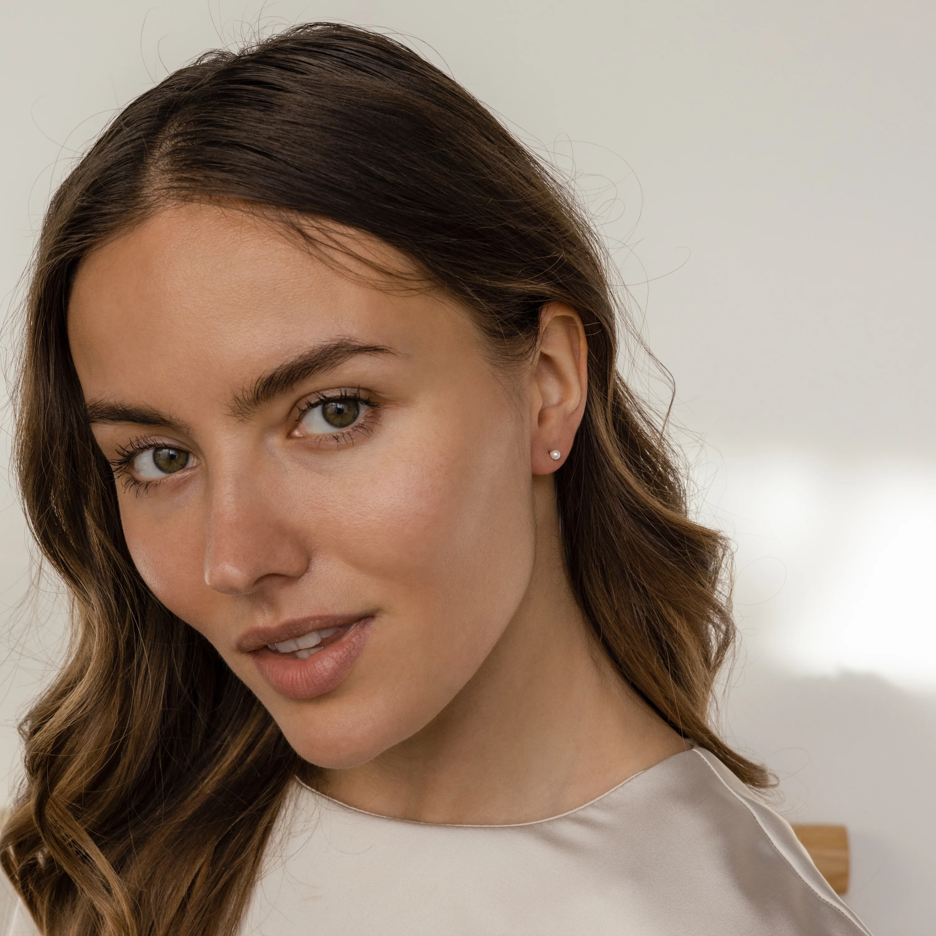 Dainty Pearl Studs in 18K Gold - Image 3