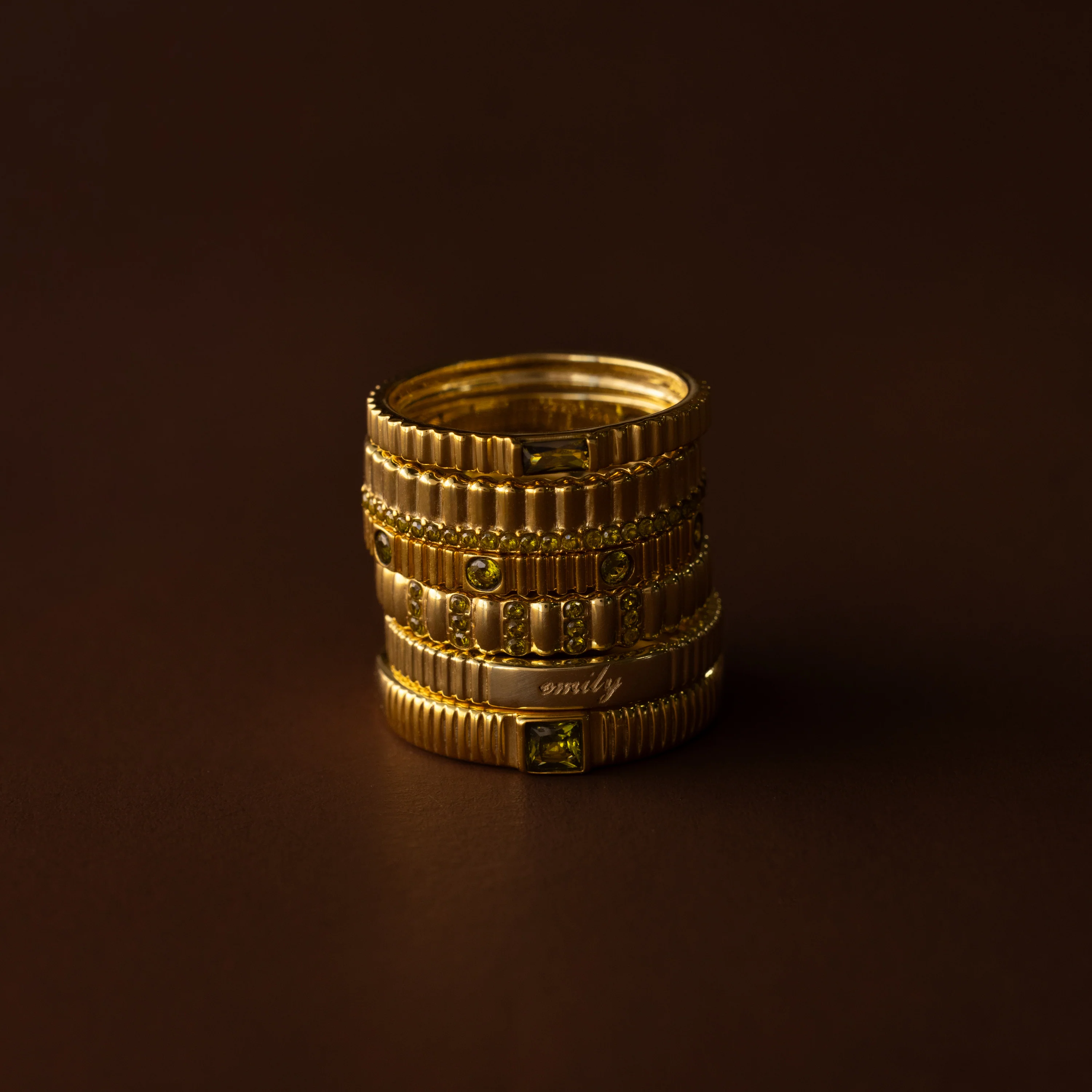 Dainty Ribbed Birthstone Ring - Image 7