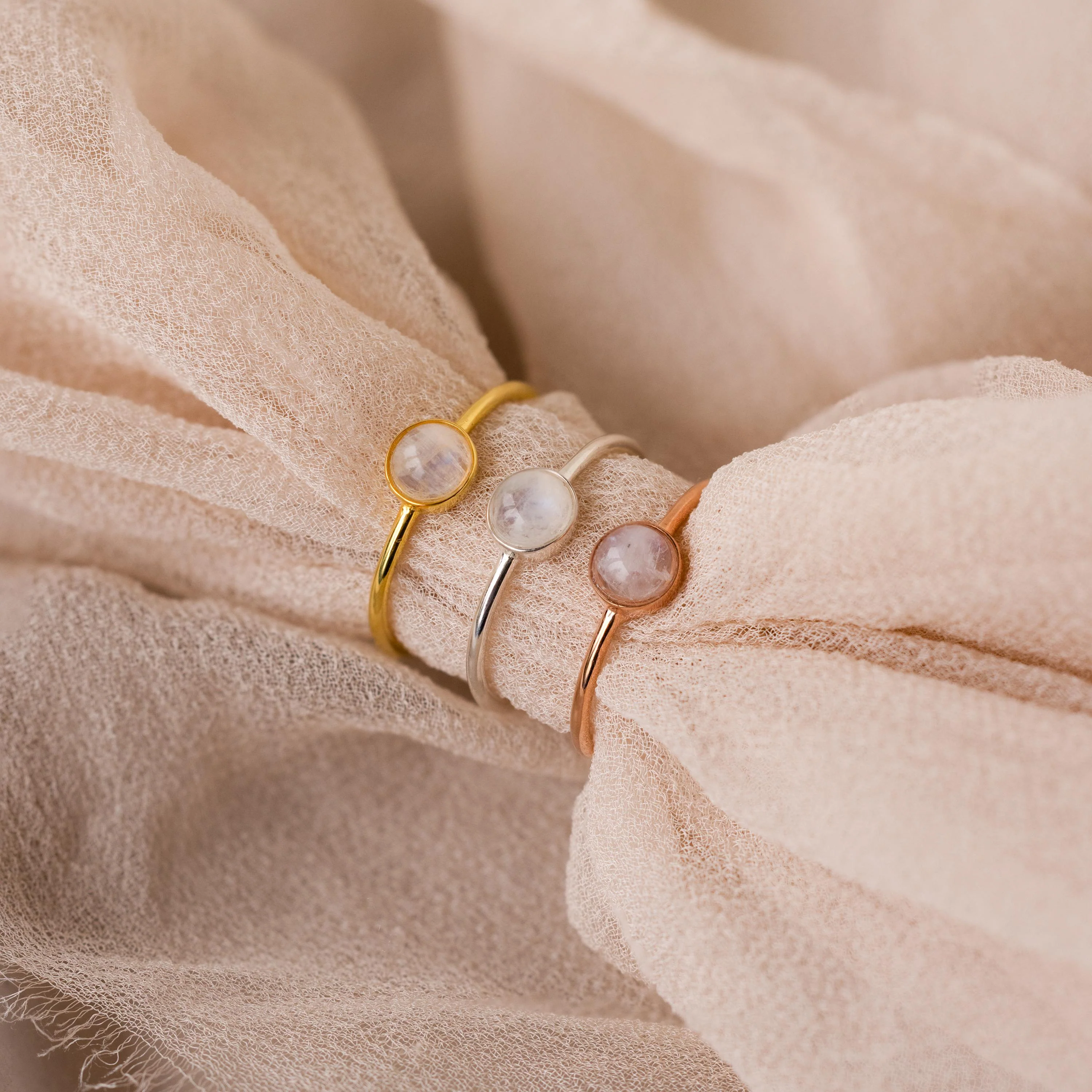 Dainty Round Moonstone Ring - Image 3