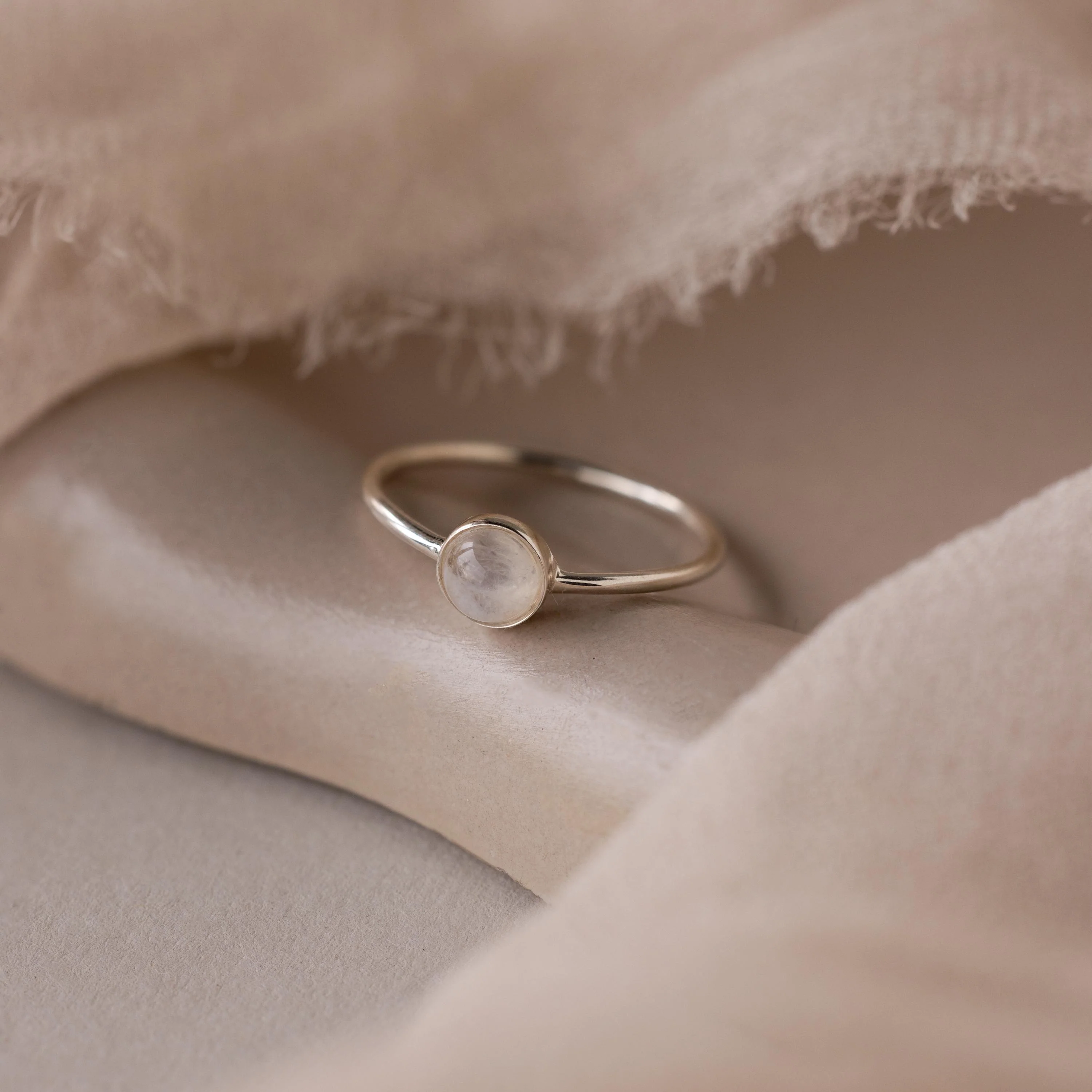 Dainty Round Moonstone Ring - Image 5