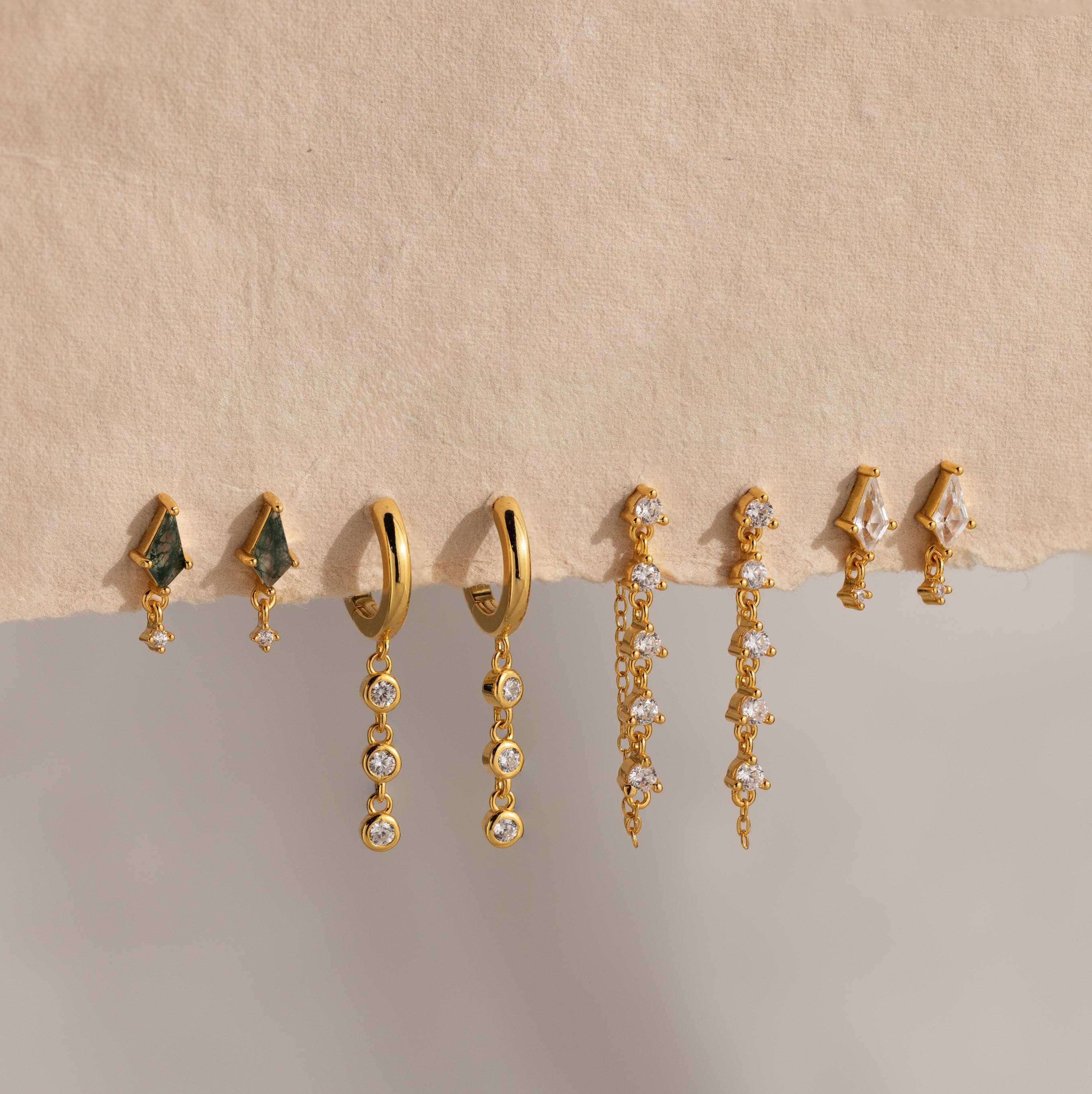 Dangling Diamond Chain Huggies - Image 6