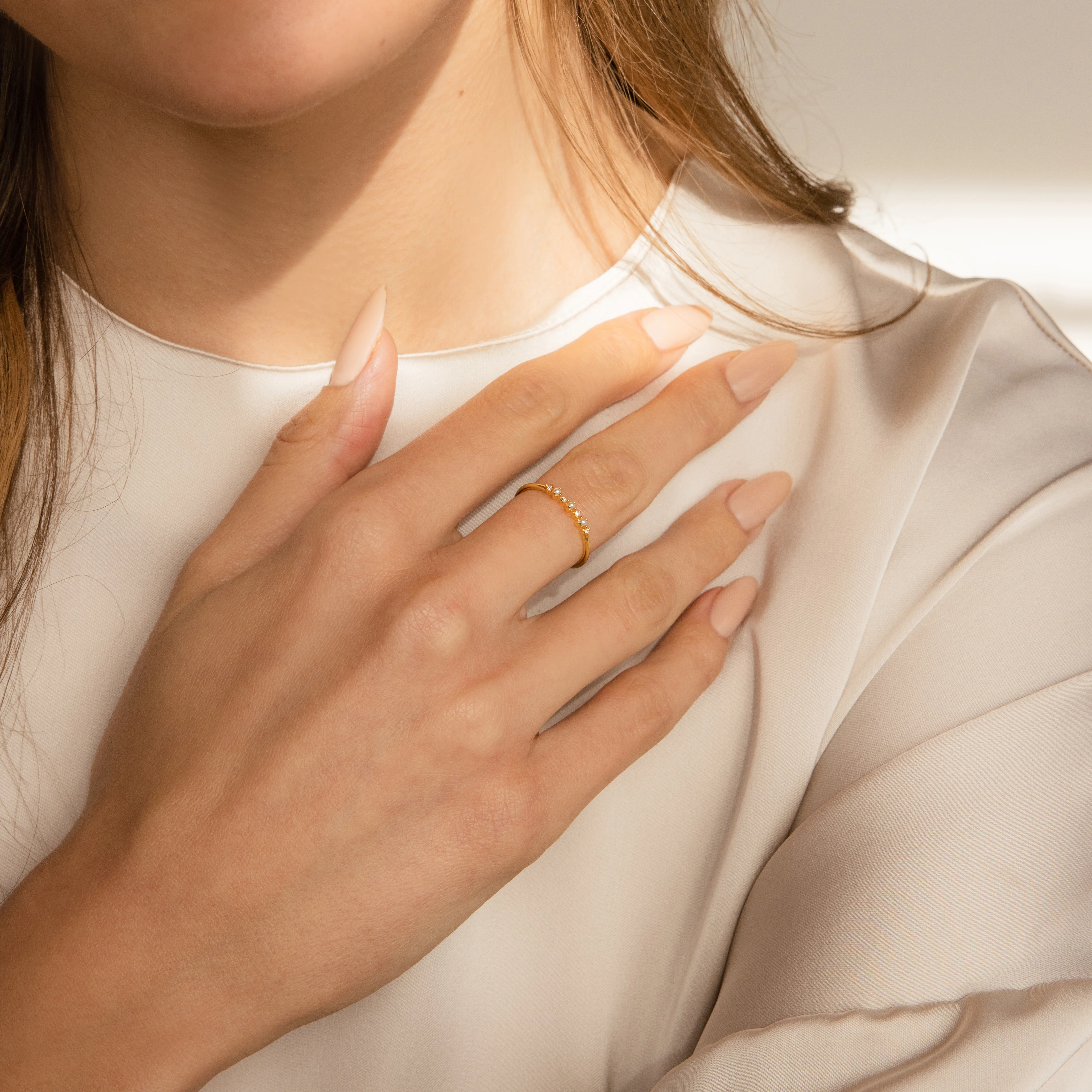 Delicate Pearl Diamond Ring - Image 7