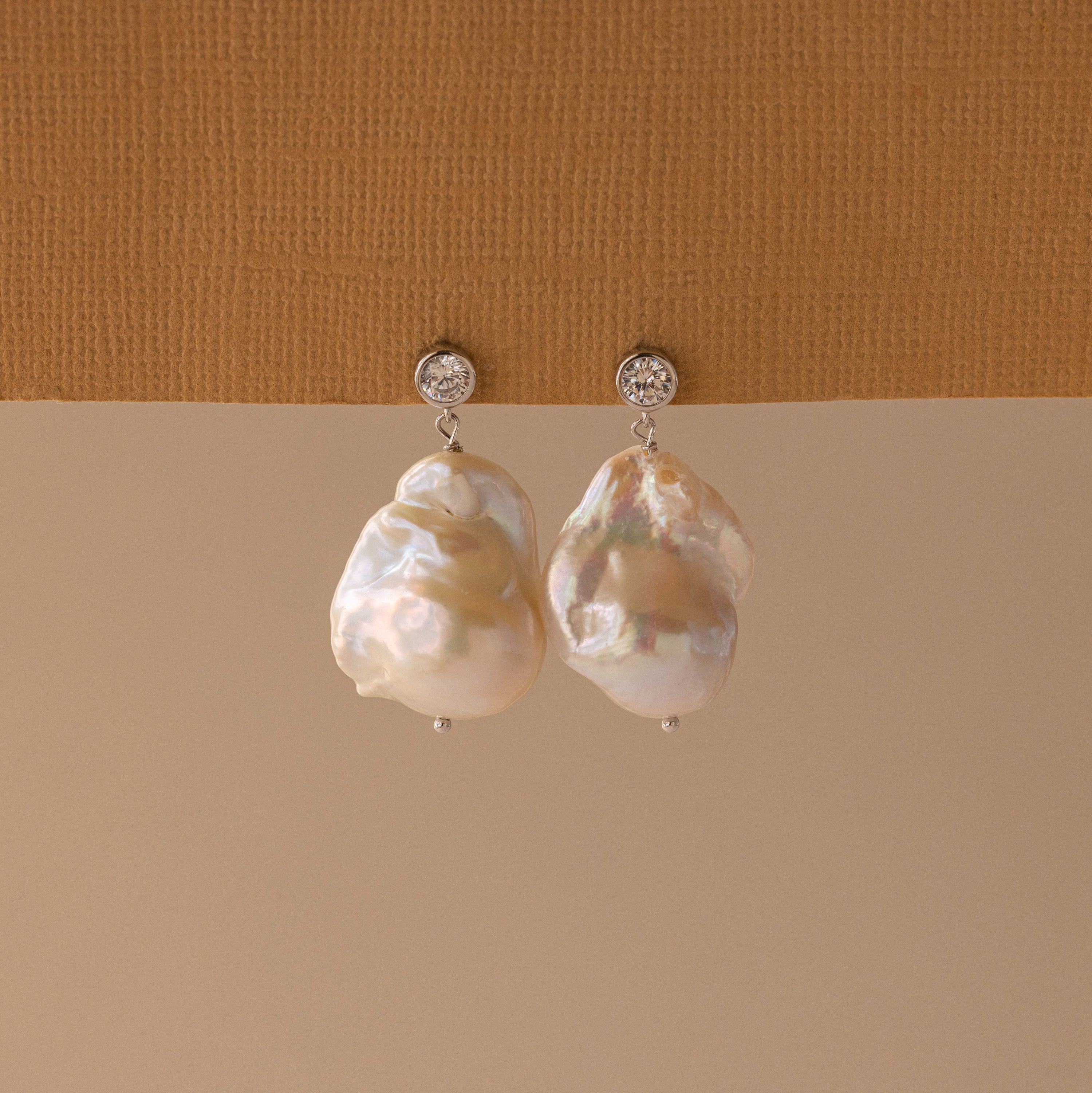 Diamond Baroque Pearl Studs - Image 2