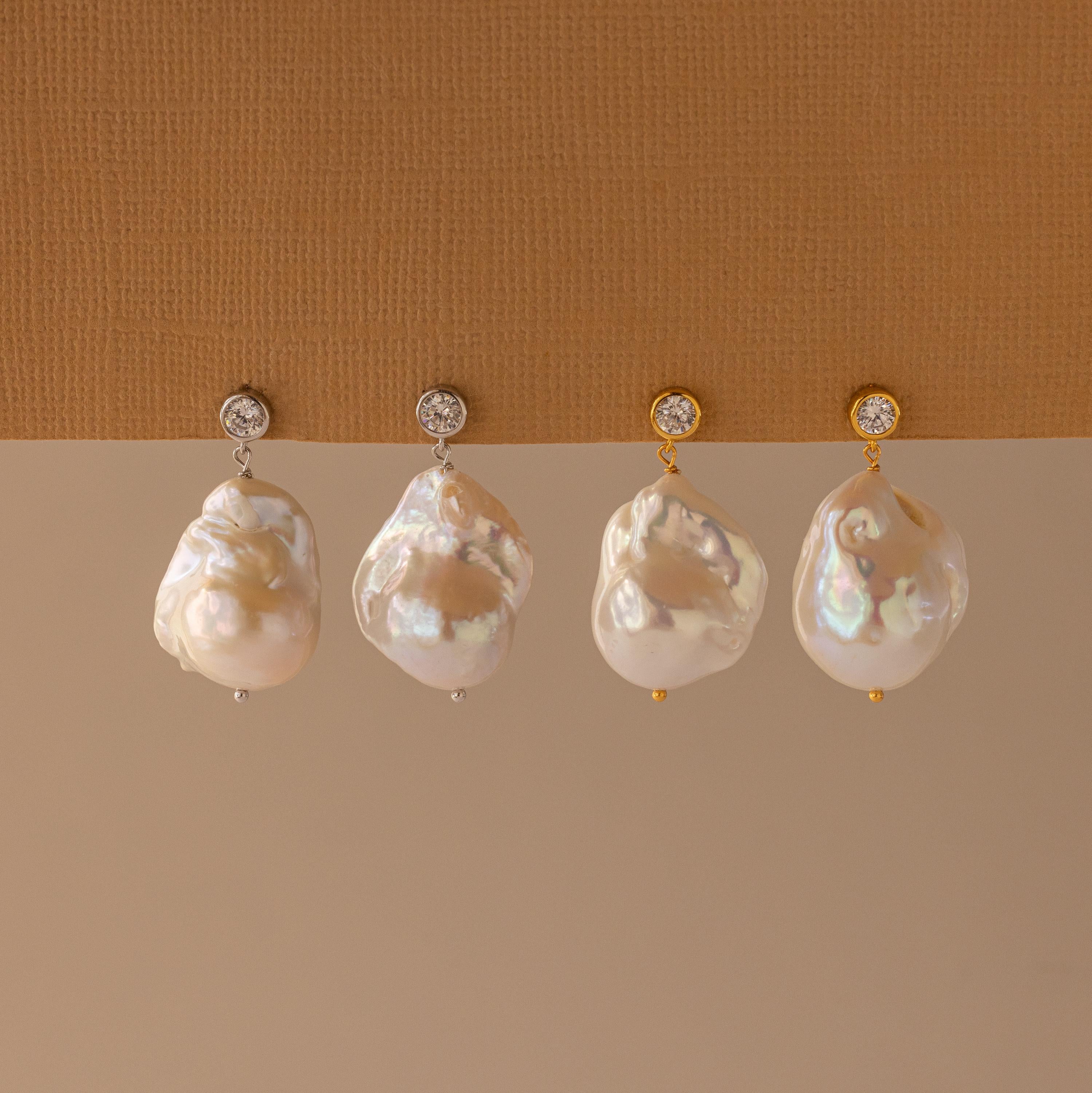 Diamond Baroque Pearl Studs - Image 6