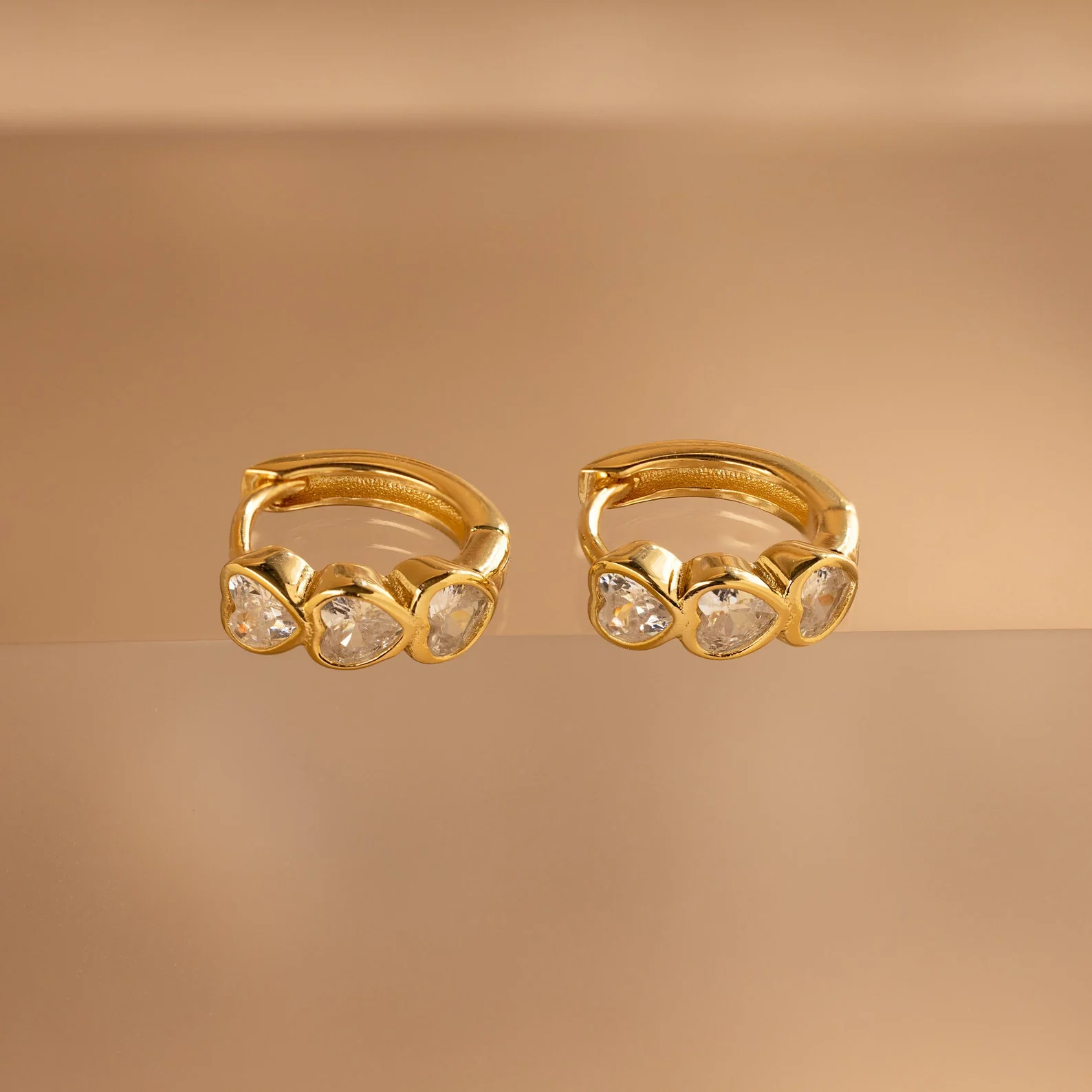 Diamond Bezel Heart Huggies - Image 2