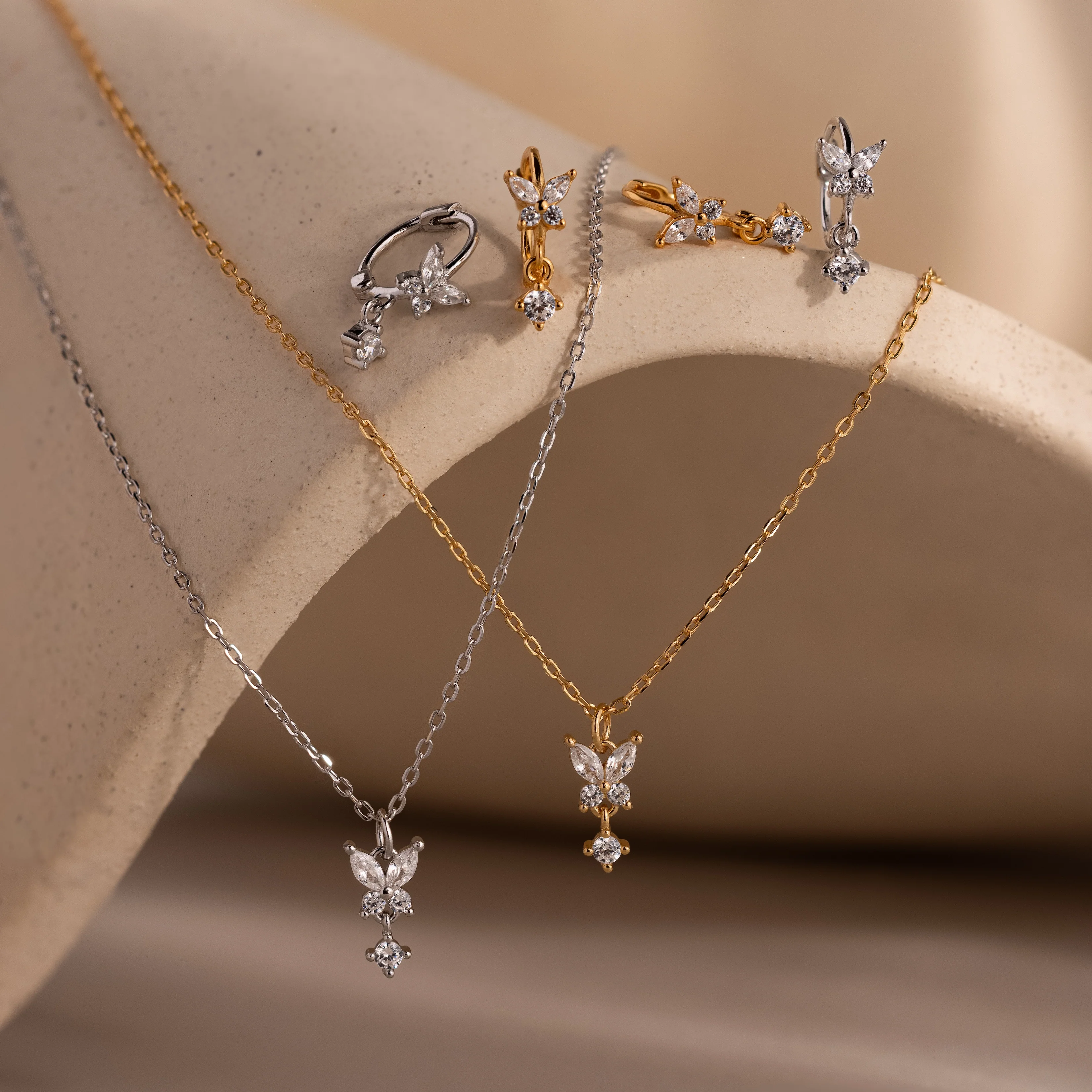 Diamond Butterfly Necklace & Earrings Set - Image 8