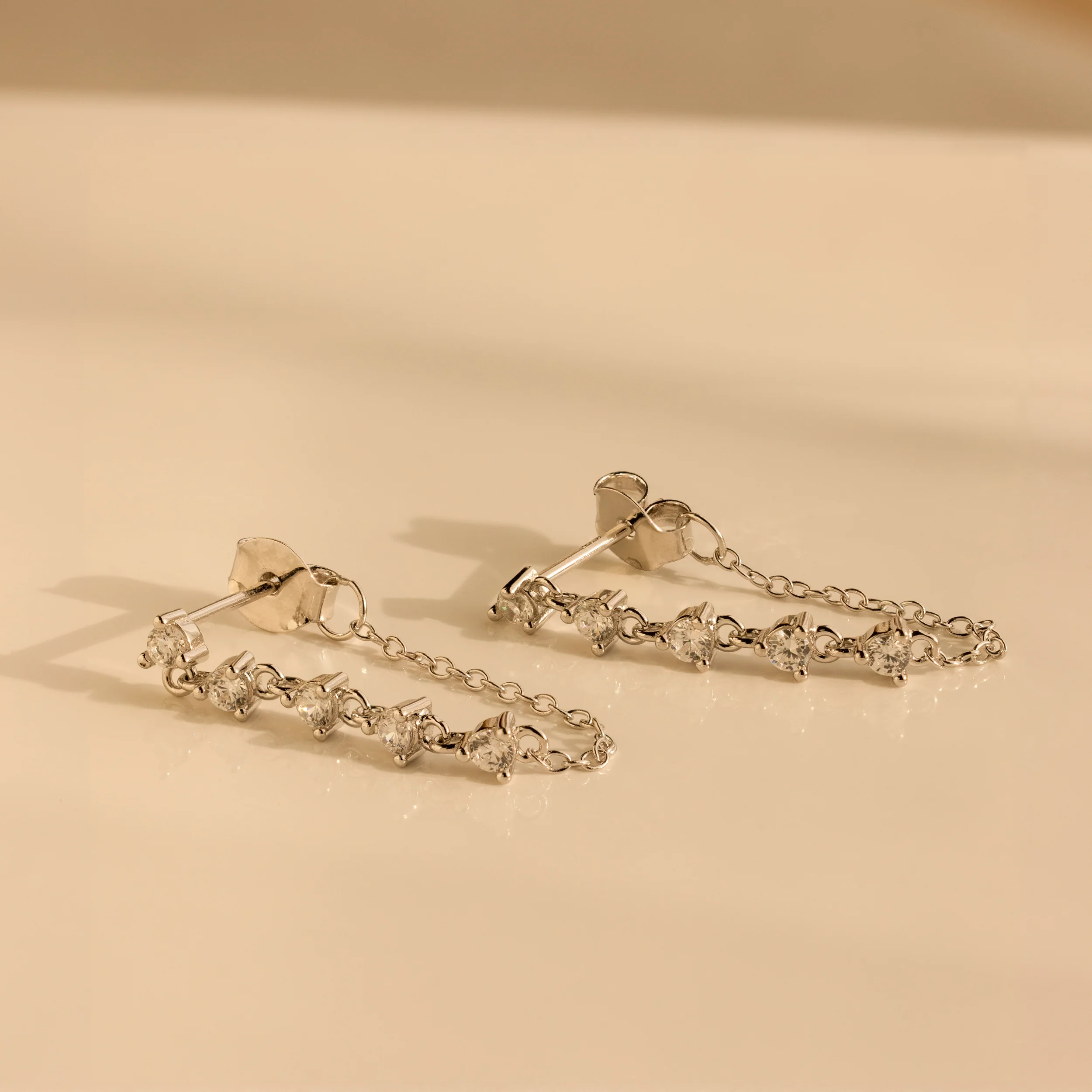 Diamond Chain Drop Earrings - Image 2