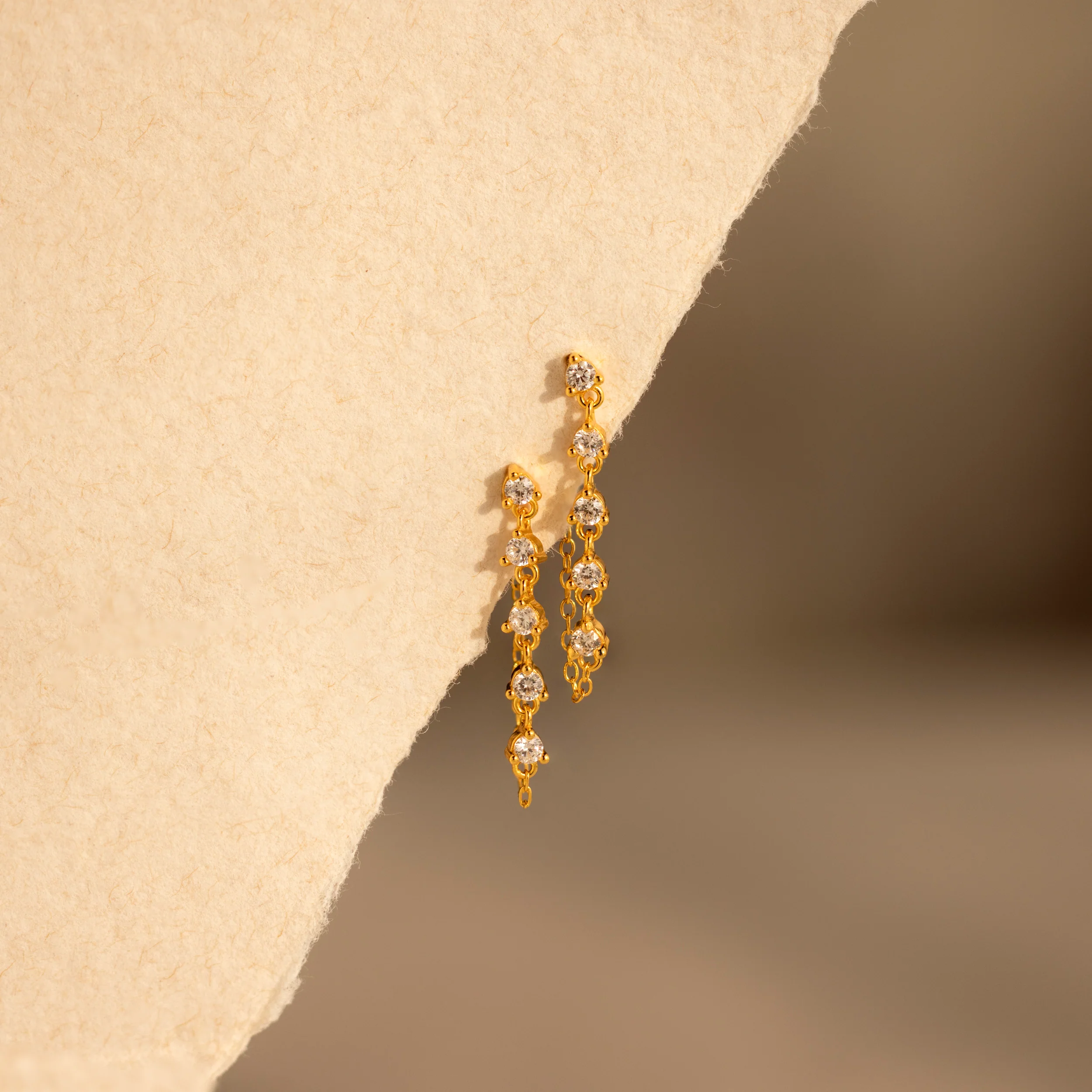 Diamond Chain Drop Earrings - Image 3