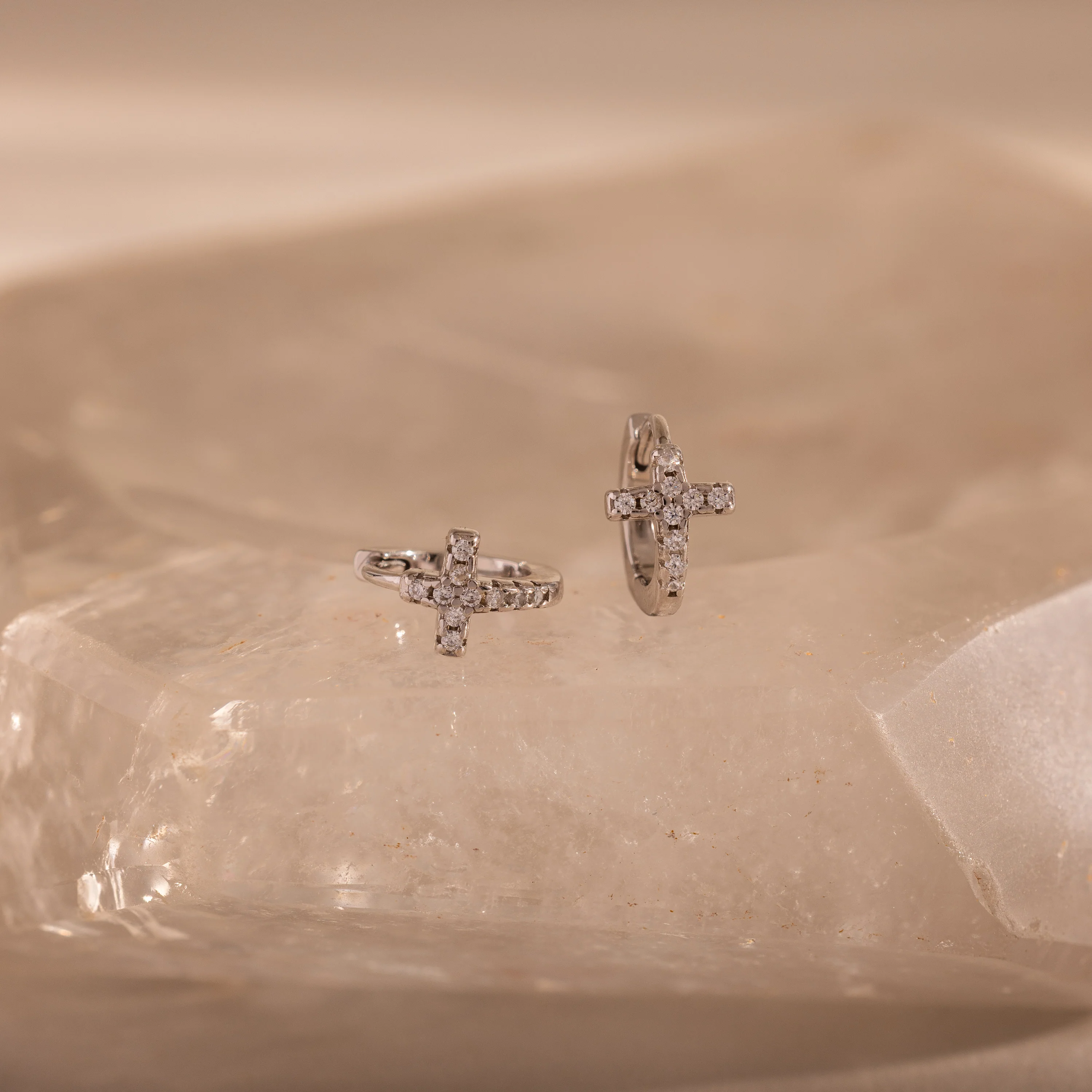 Diamond Cross Huggies - Image 2