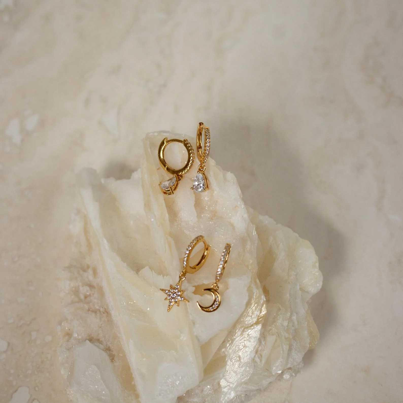 Diamond Drop Huggies in 18K Gold - Image 7