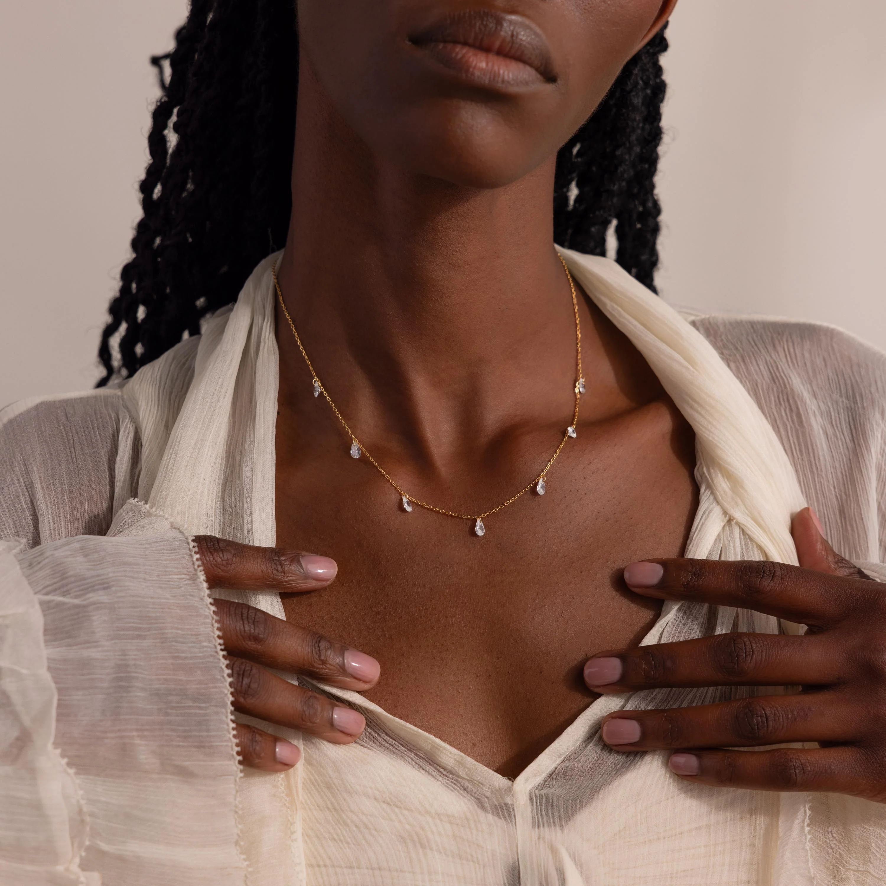 Diamond Drop Station Necklace - Image 5