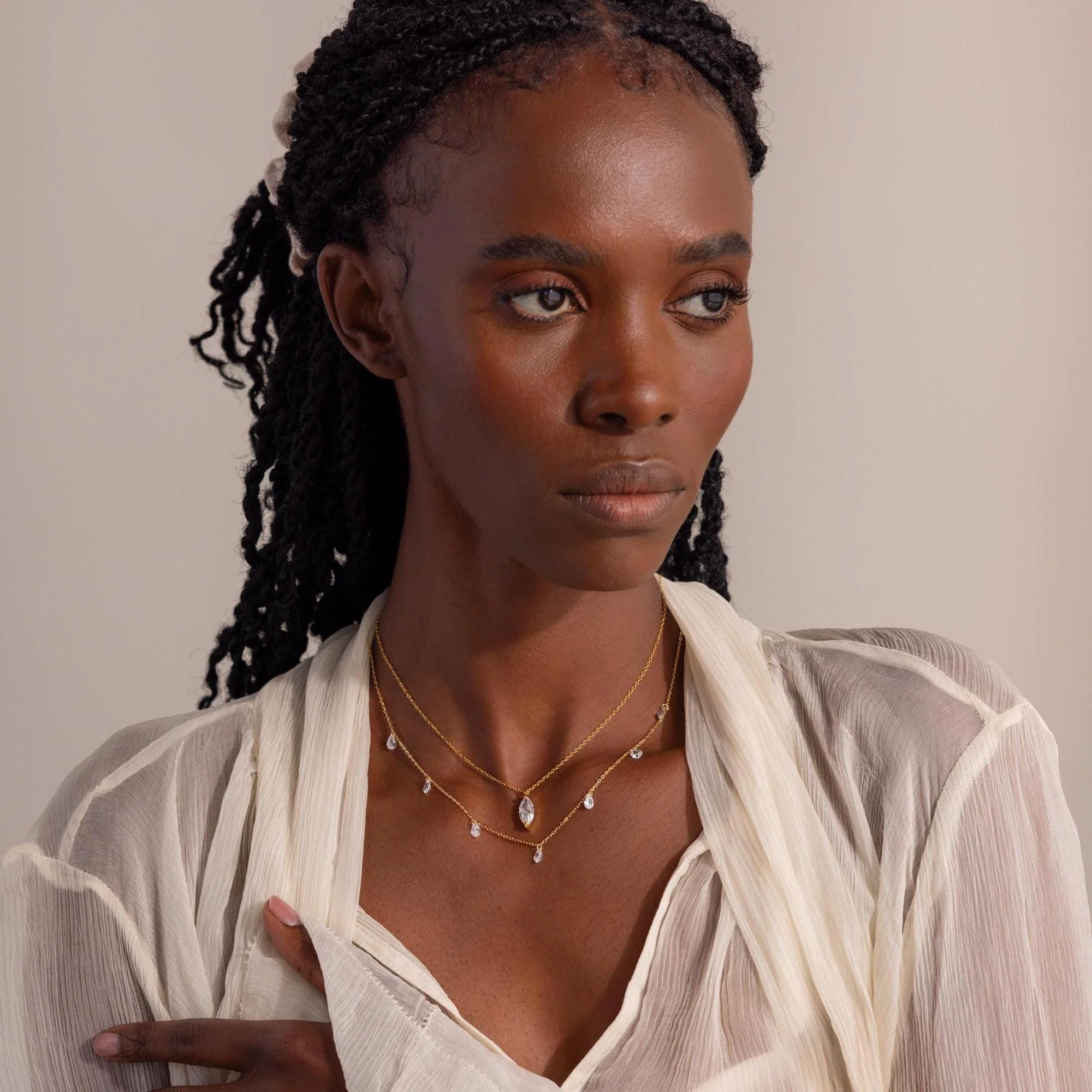 Diamond Drop Station Necklace - Image 9