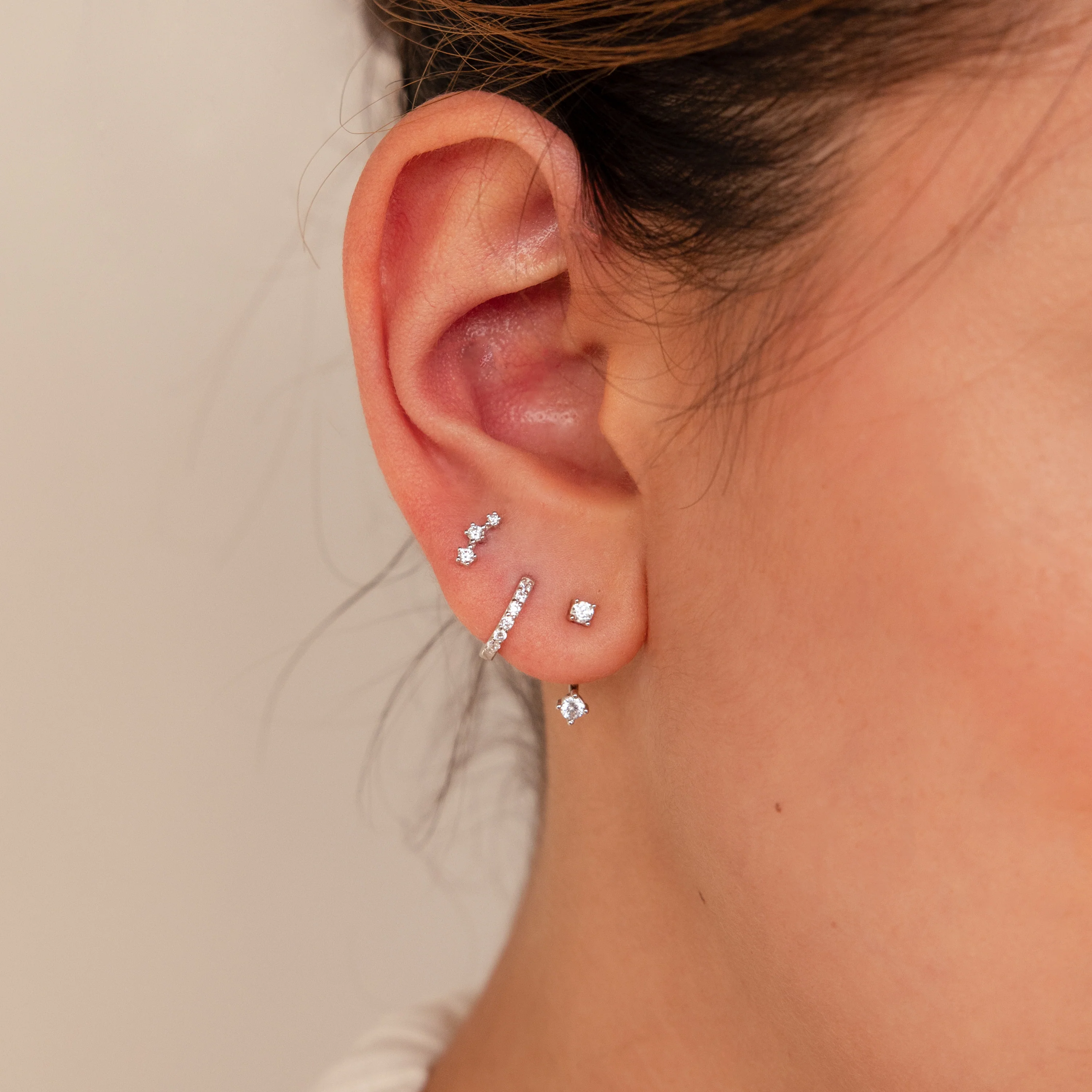 Diamond Earrings Set in Silver