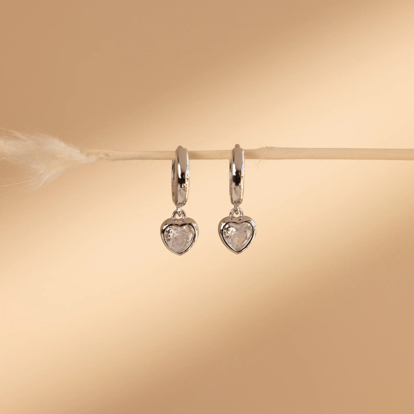 Diamond Heart Drop Huggies - Image 5