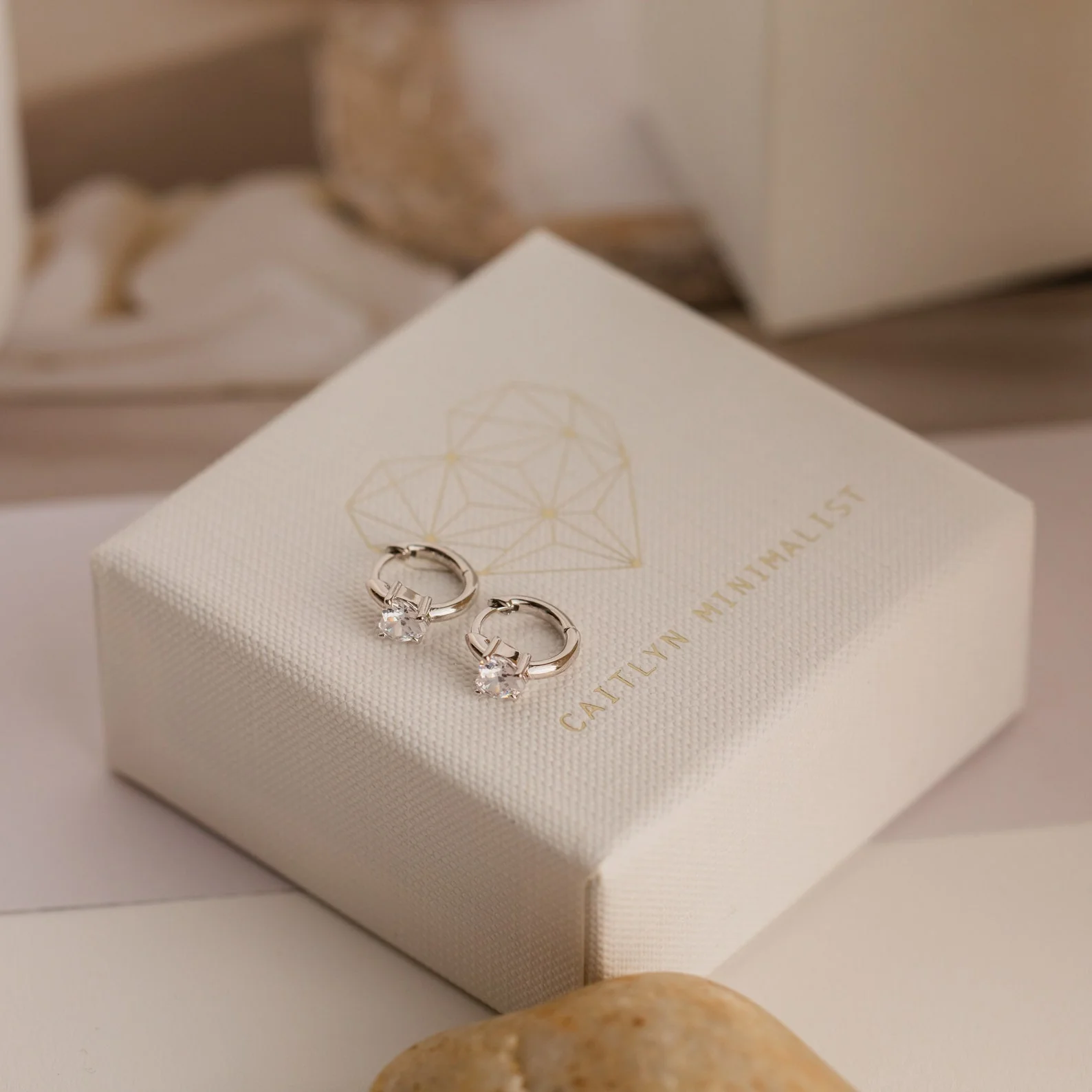 Diamond Heart Huggies - Image 7