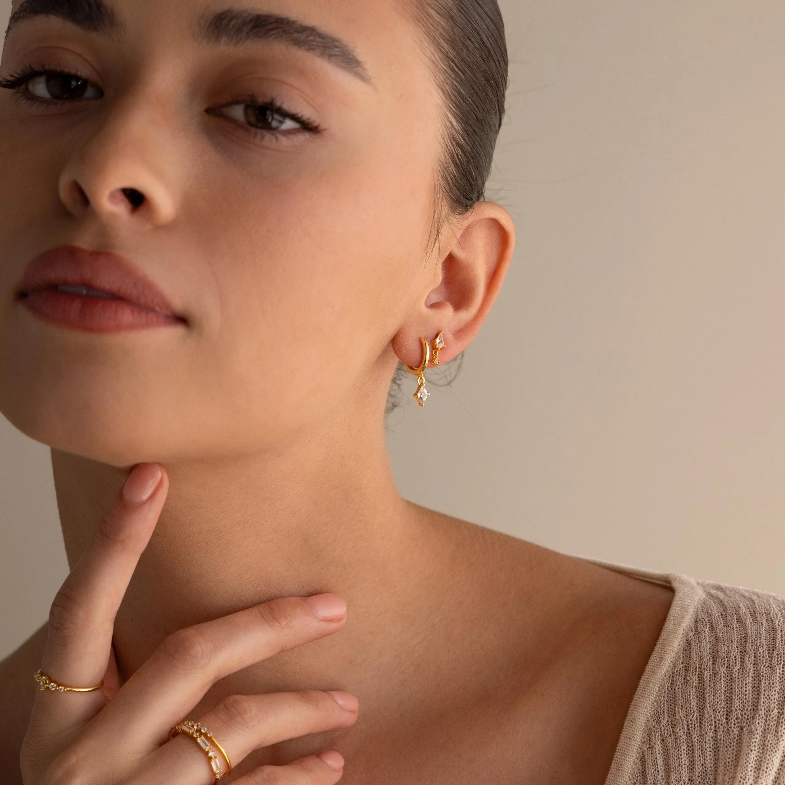 Diamond Kite Drop Earrings - Image 6