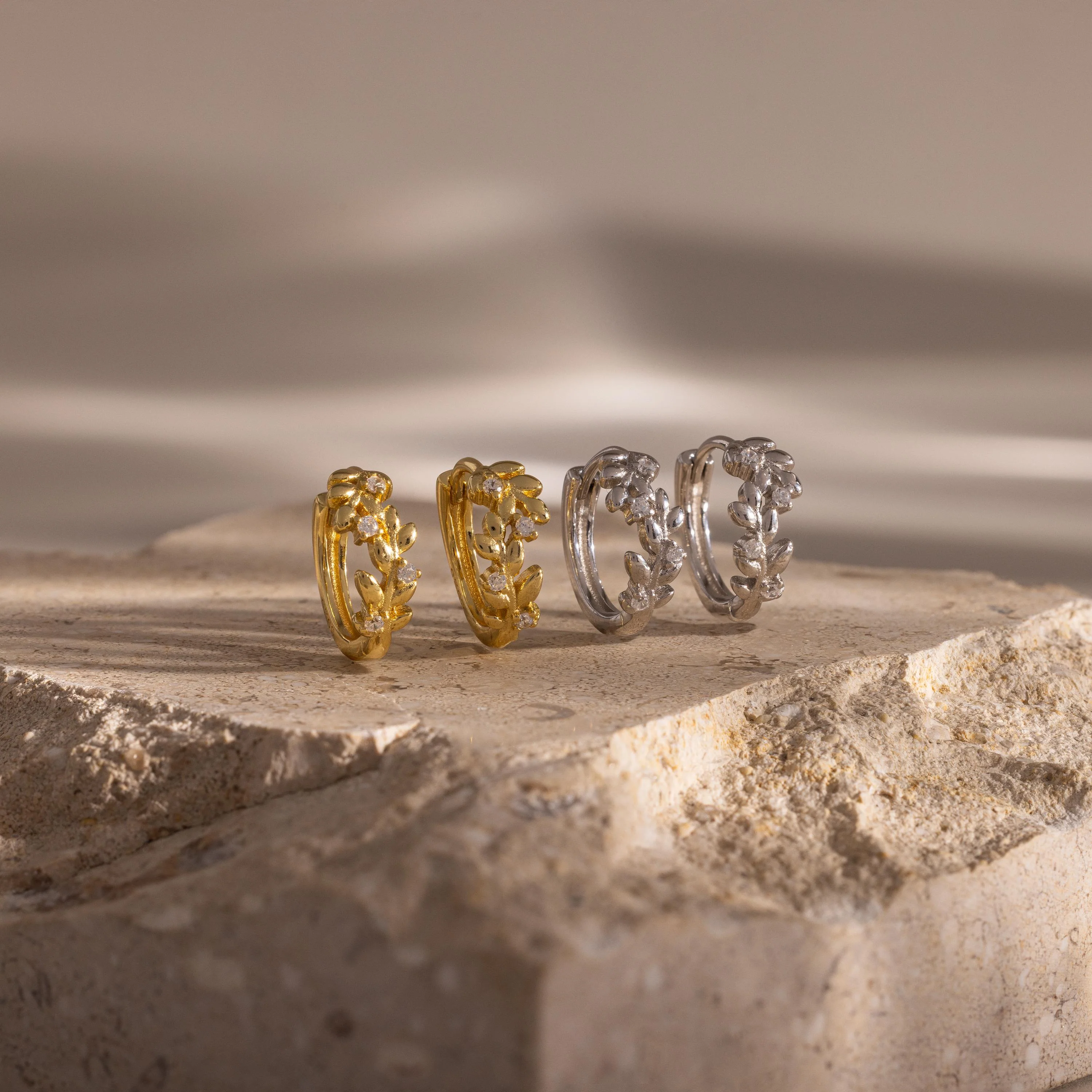 Diamond Leaf Hoops - Image 6