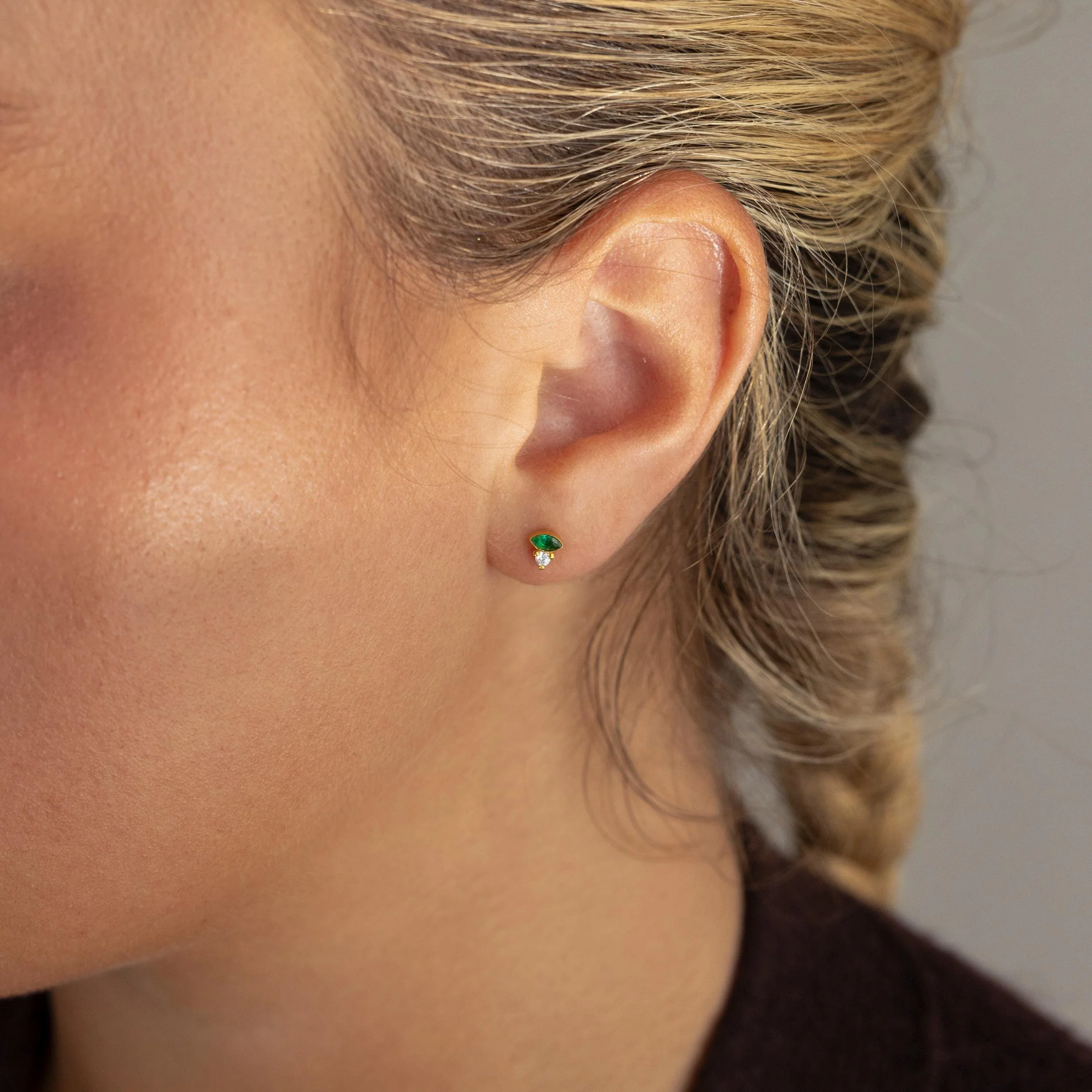 Diamond Marquise Birthstone Studs - Image 2