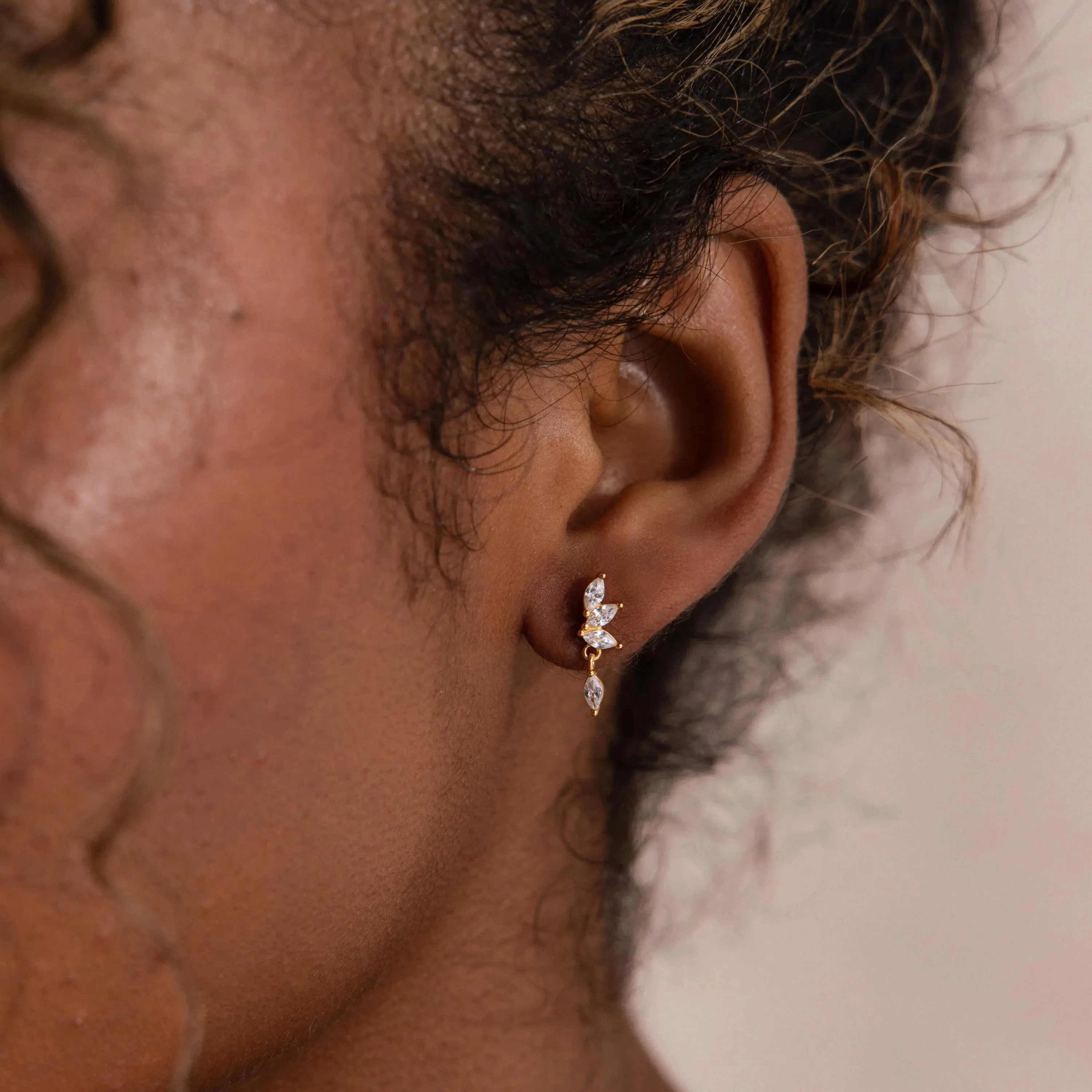 Diamond Marquise Drop Studs - Image 2