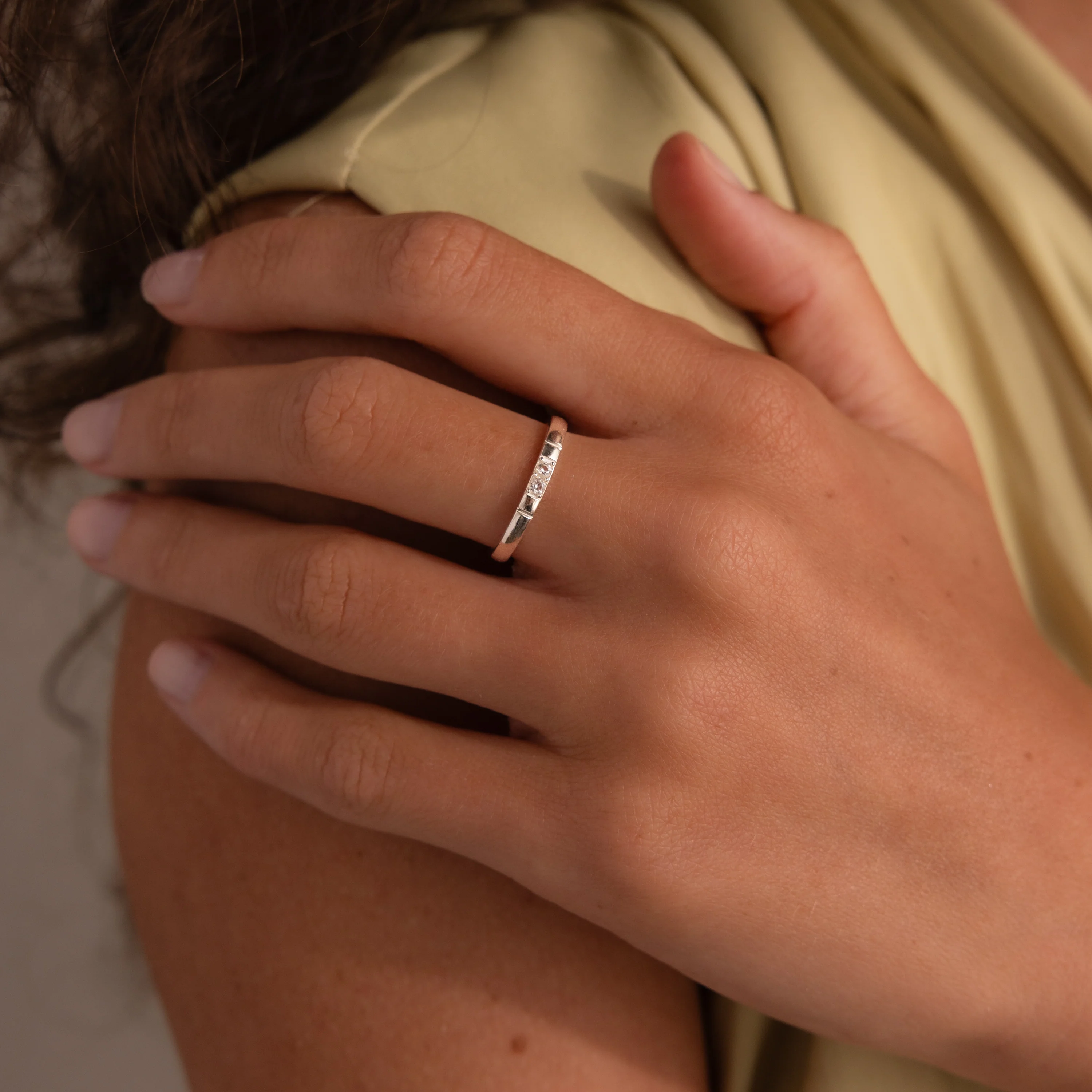 Diamond Morse Code Ring in Silver - Image 2