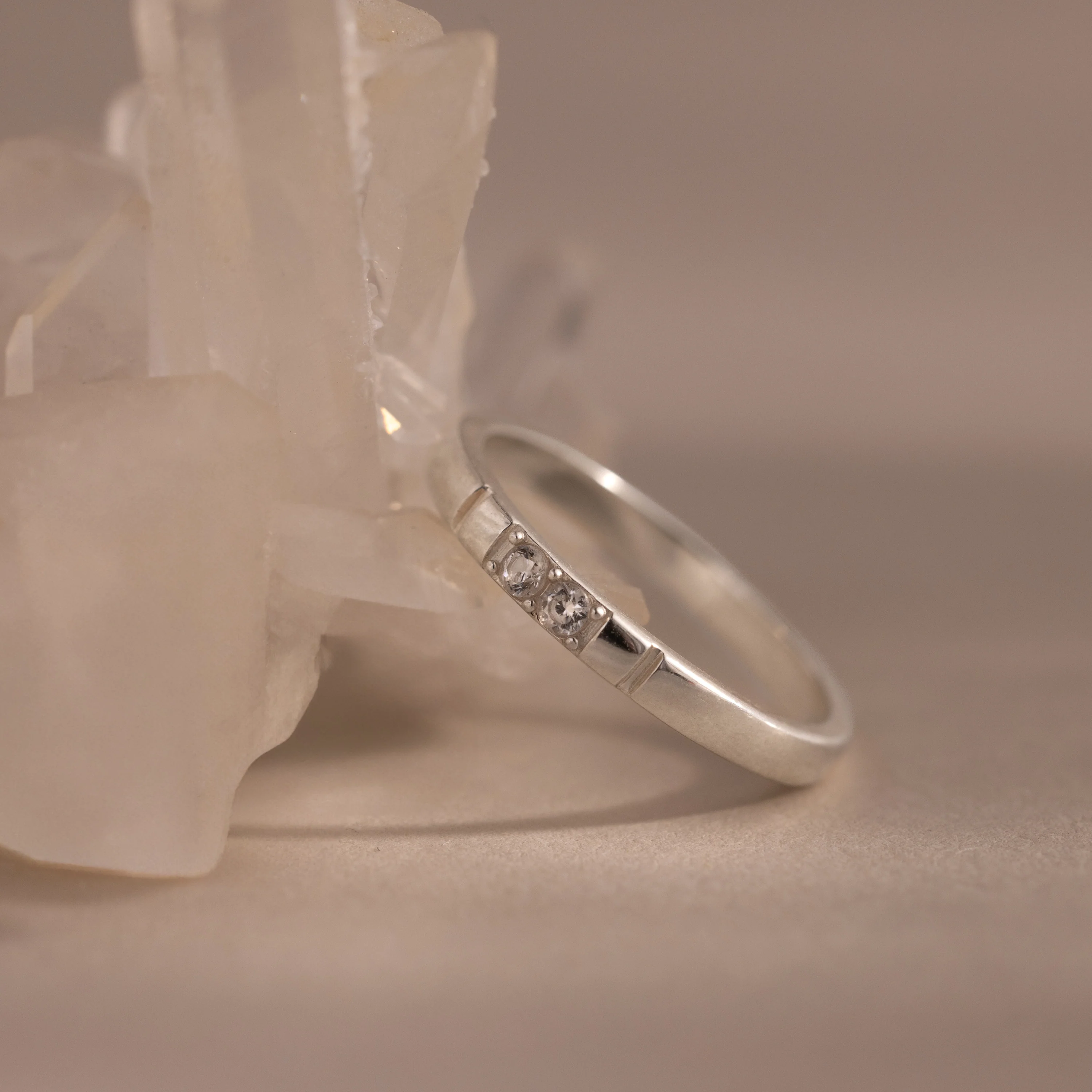 Diamond Morse Code Ring in Silver - Image 3