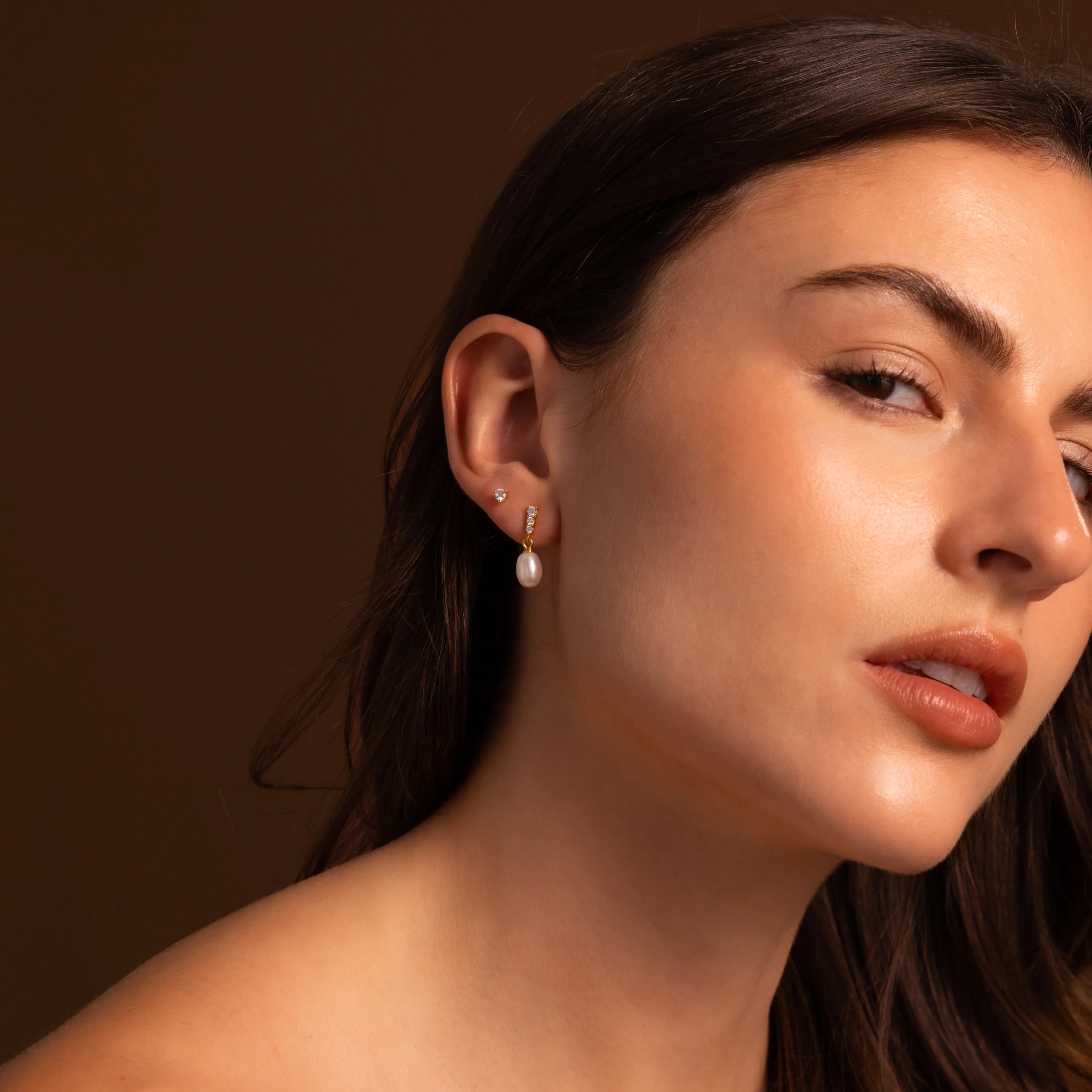 Diamond Pearl Droplet Earrings in 18K Gold - Image 6